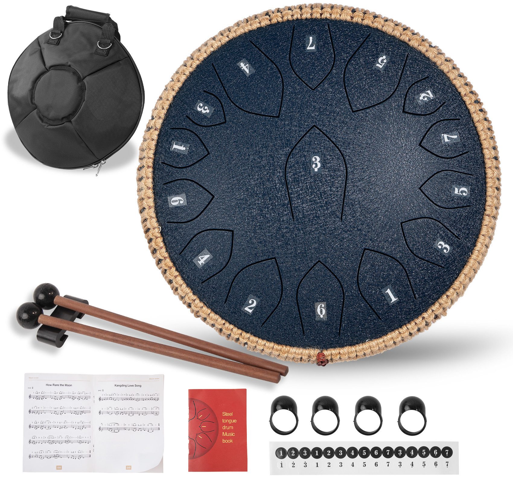 ElitVita Handtrommel 14 Zoll Regentrommel, 15 Töne 1 C-Taste, mit Fingerpick Schlägel, 1-St.