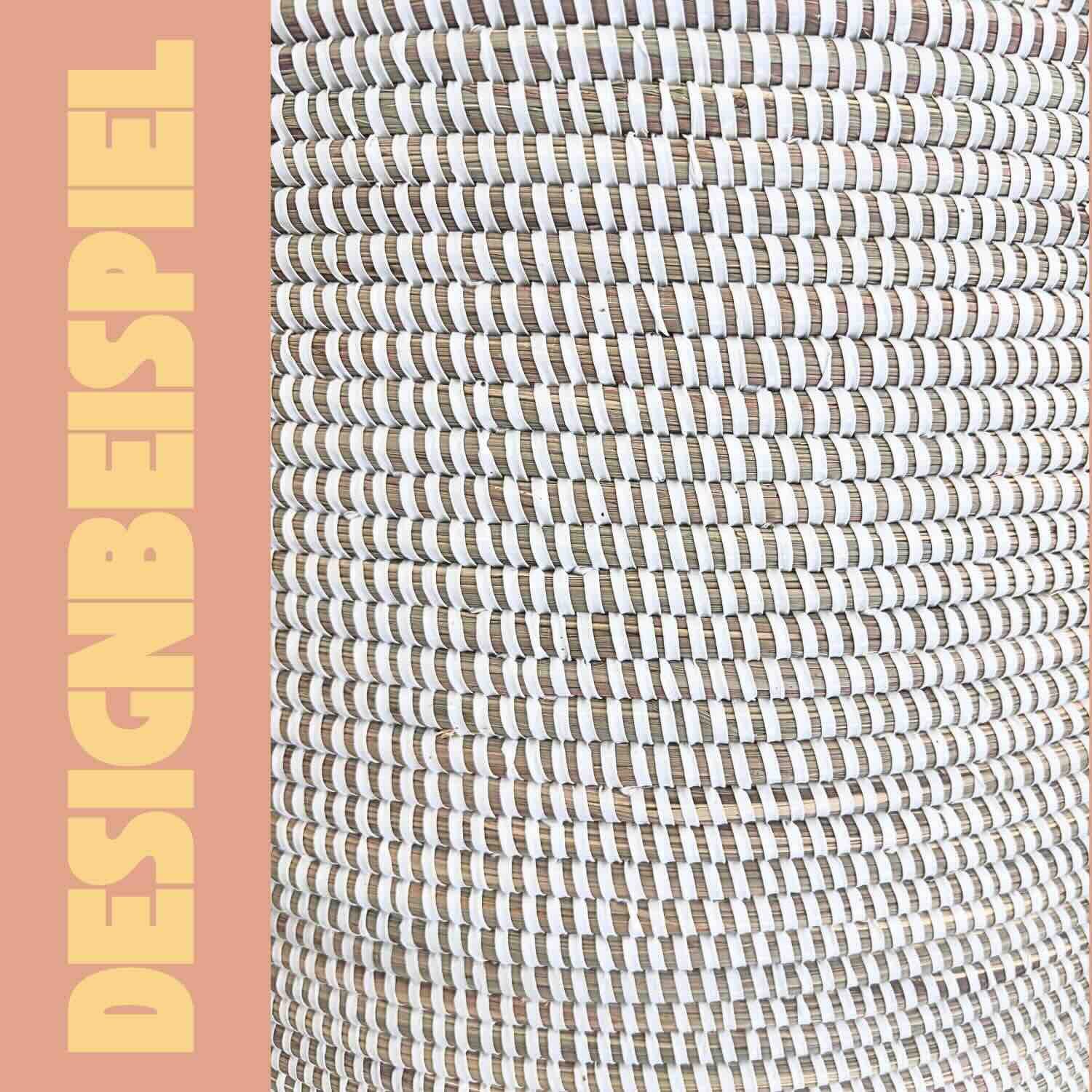 Wäschekorb Wäschekorb Flachdeckel XXL - Stripes - Weiß, Handgeflochtener Wäschekorb aus traditionellem Kunsthandwerk