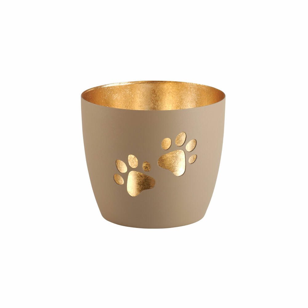Giftcompany Windlicht Madras Pfoten M sandstone, Gold, H 8.5 cm günstig online kaufen