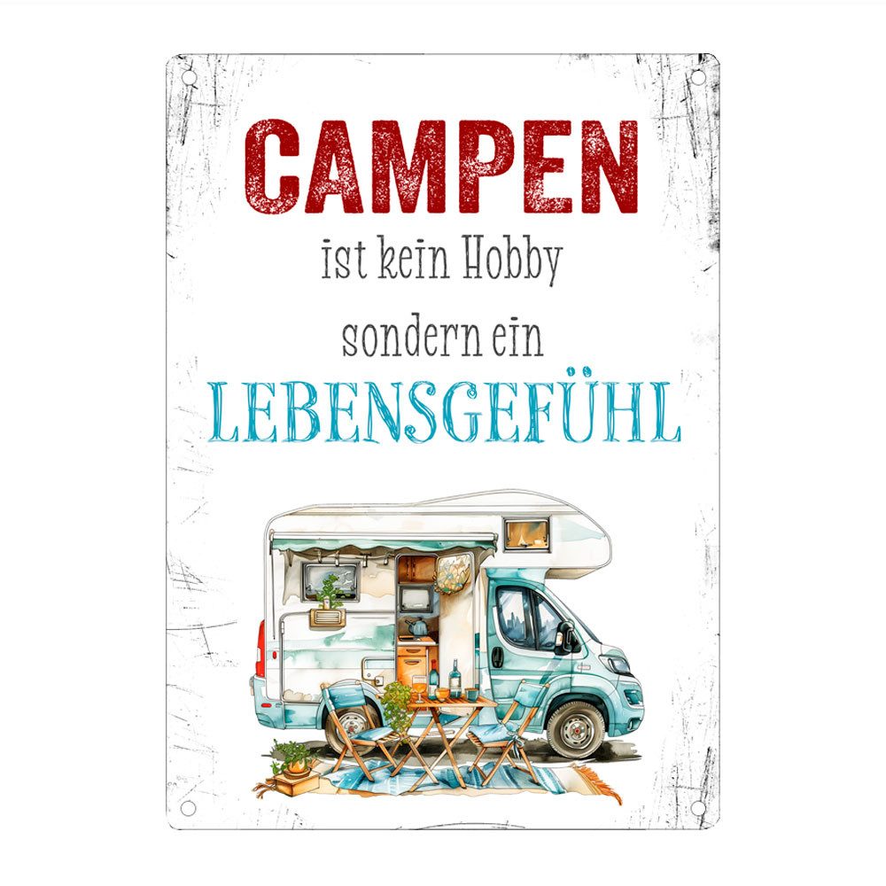 Metallschild LEBENSGEFÜHL - Camping-Dekoschild mit Spruch, Campingzubehör