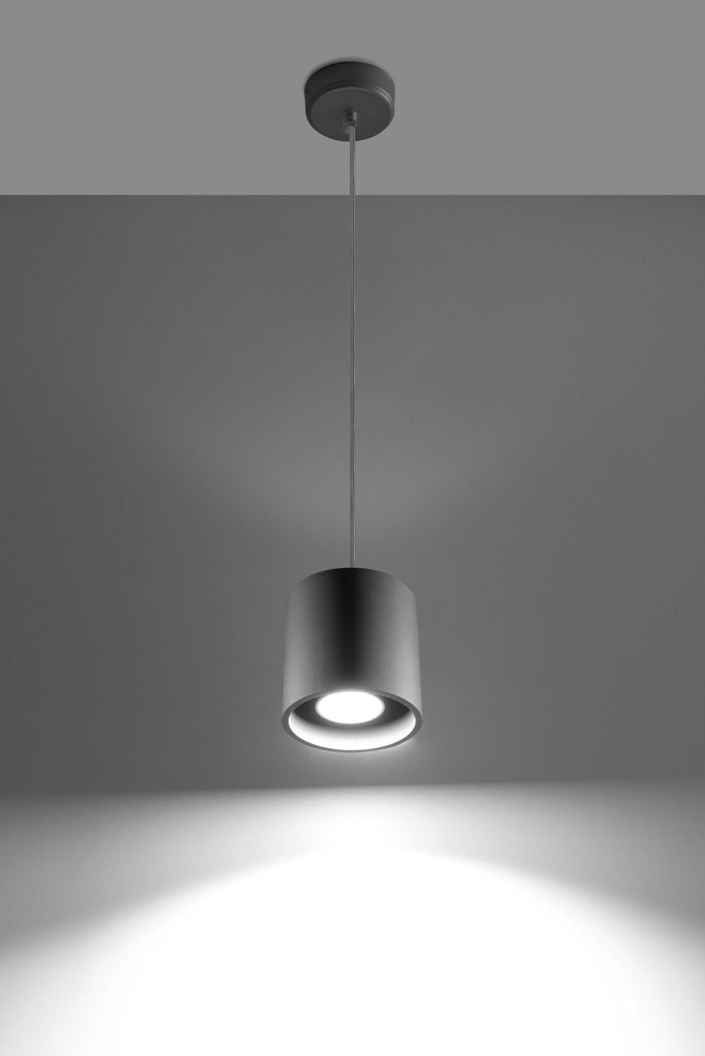 Licht-Erlebnisse modern Aluminium Leuchtmittel, Flur Zylinder ohne Küche H:80cm Hängelampe RODA, Grau Pendelleuchte Esszimmer