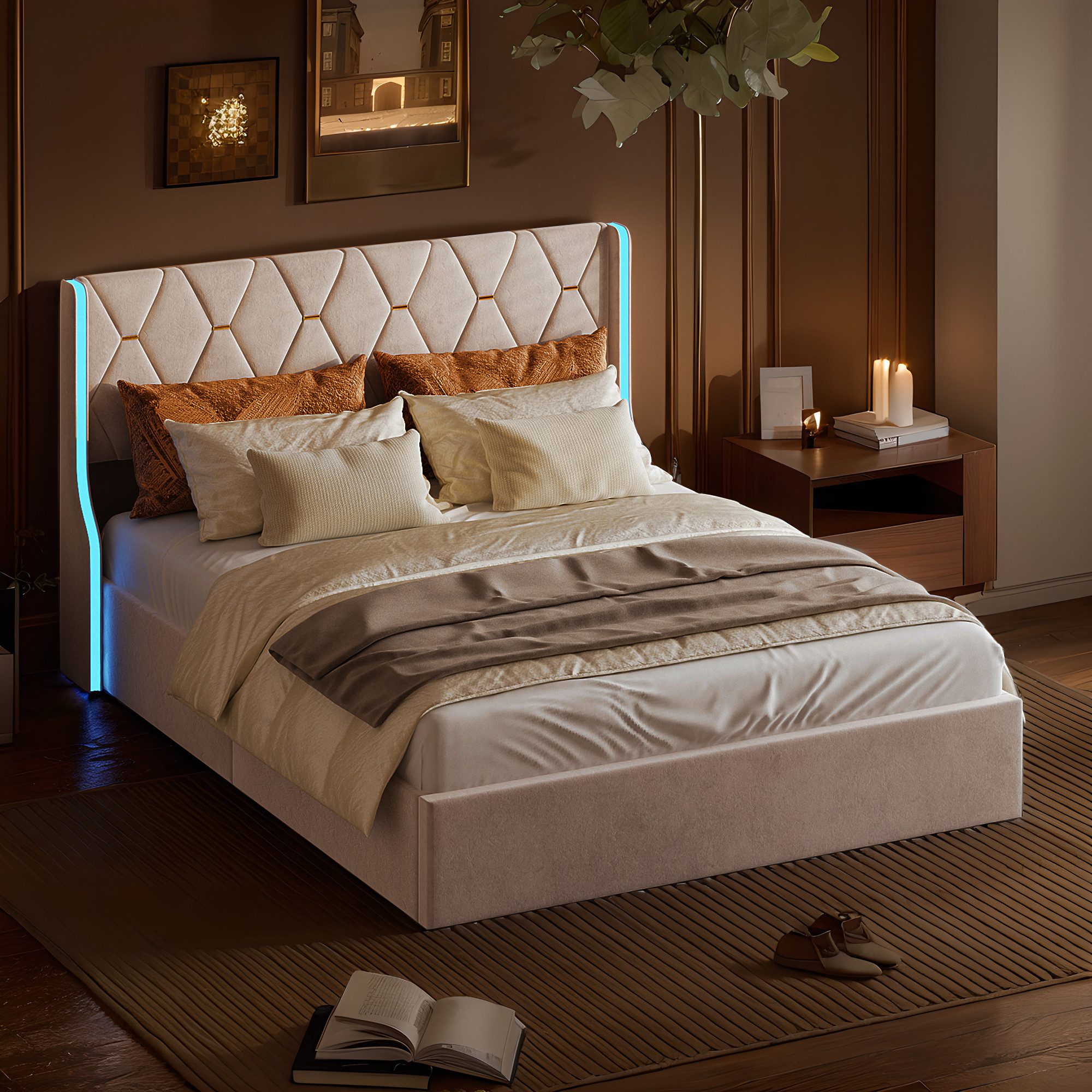 Polsterbett Stauraumbett LED Doppelbett