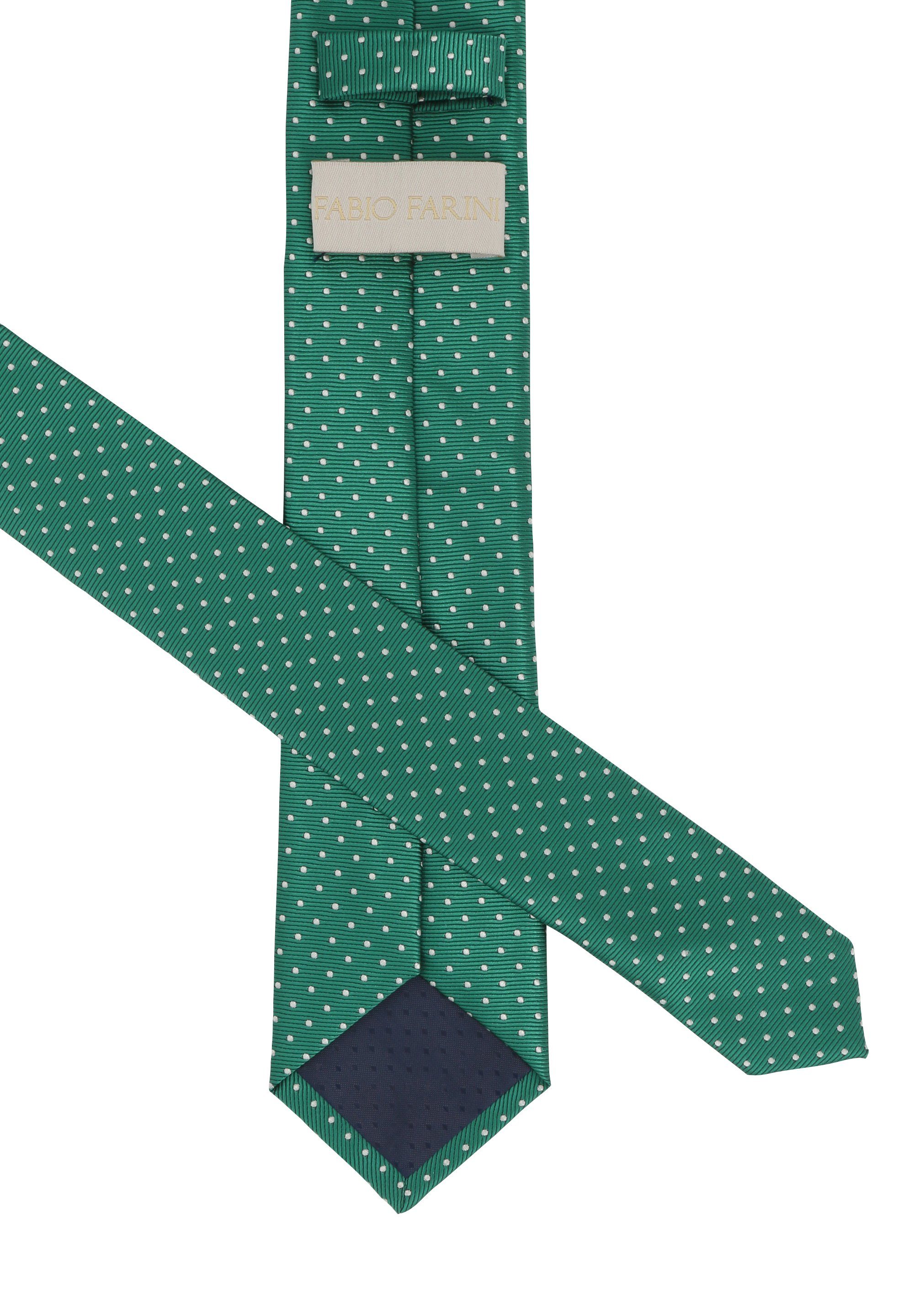 Krawatte Grün (6cm), mit 6cm Fabio Krawatten Schlips Schmal (Weiß) Gepunktet) Box, (ohne Herren Farini verschiedene Punkten - in Breite