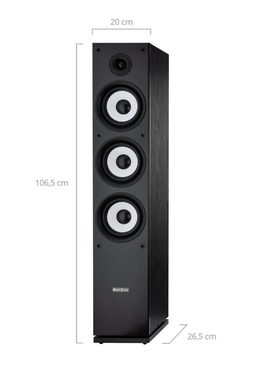 Bennett & Ross Ultrasphere 3-Wege HiFi Boxen Paar, schwarz Stand-Lautsprecher (400 W, mit Bassreflex-Konstruktion, Maserung in Holzoptik, schwarz)