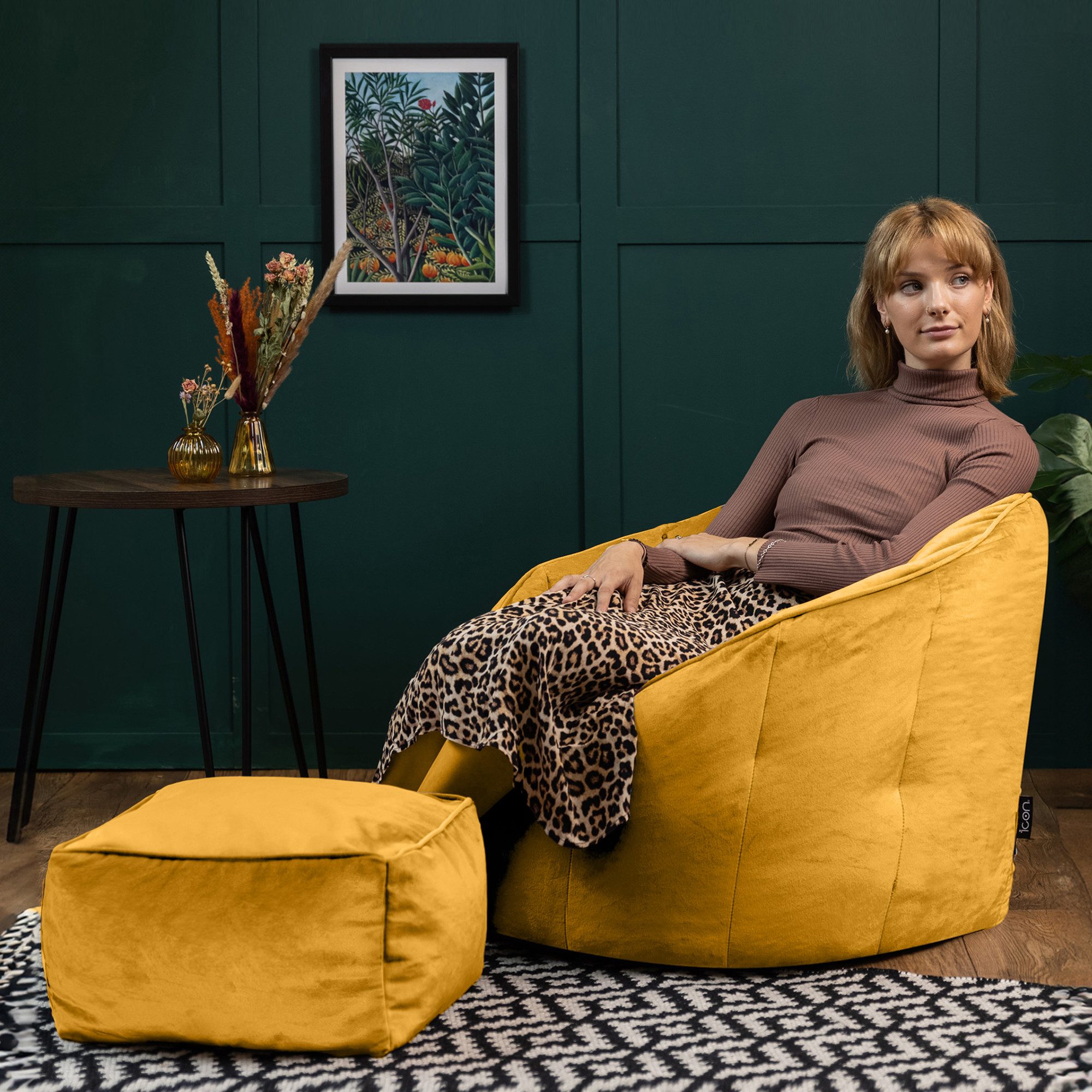 icon Sitzsack Sessel aus Samt „Sirena“ mit Hocker (Spar-Set, 1 x Sitzsack, günstig online kaufen