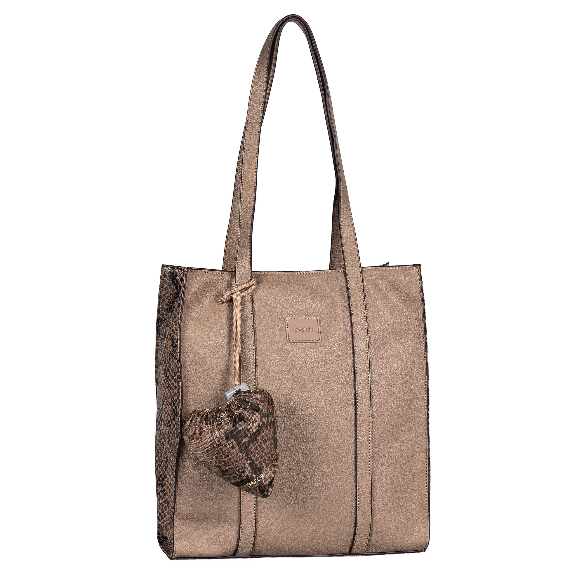 Gabor Shopper Elfie Luxe (Set, faltbare Einkaufstasche aus Nylon), Damen Handtasche mit Leopardenoptik mit Pouch-Anhänger