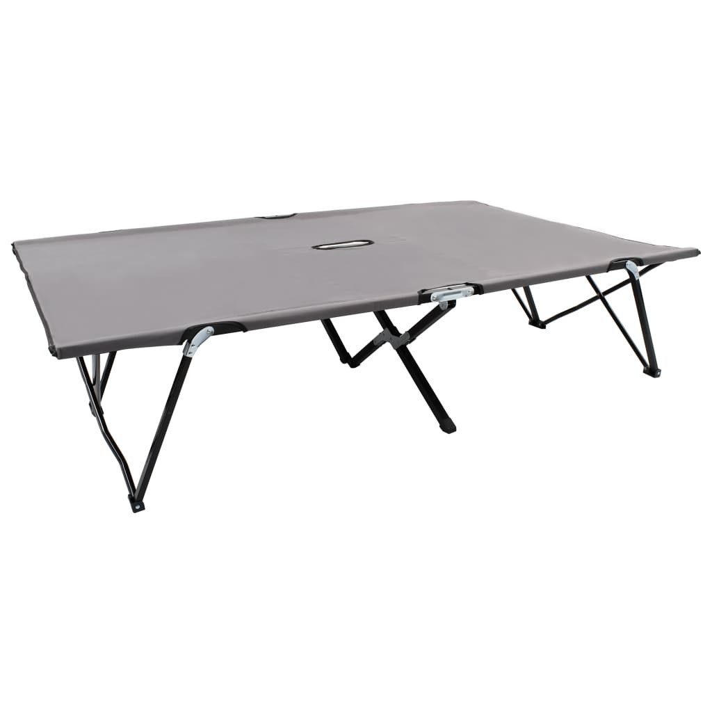 Campingliege 240 kg Klappbare Sonnenliege für 2 Personen Grau Stahl Feldbett Campin