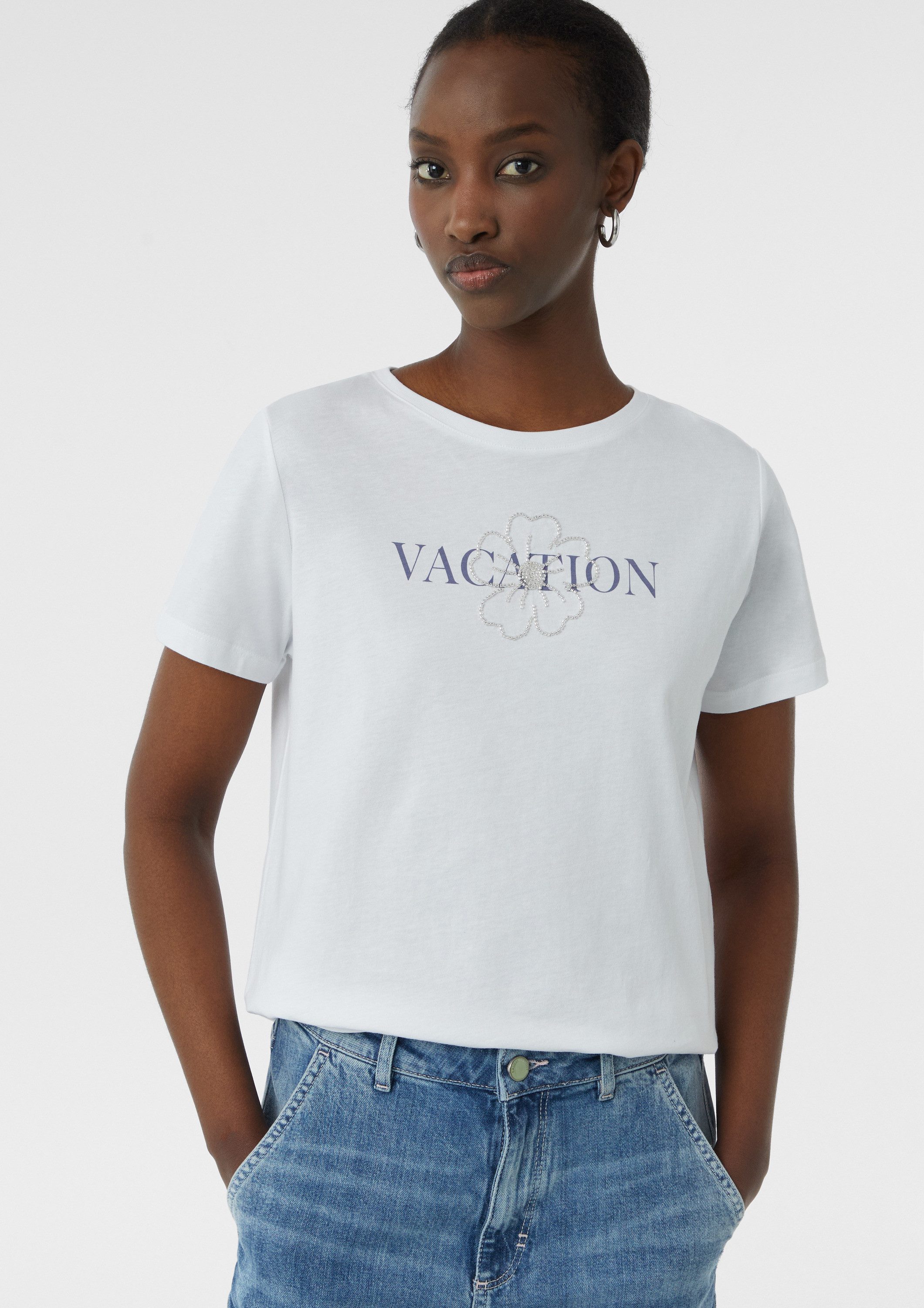 comma Kurzarmshirt T-Shirt Jersey-T-Shirt mit Artwork günstig online kaufen