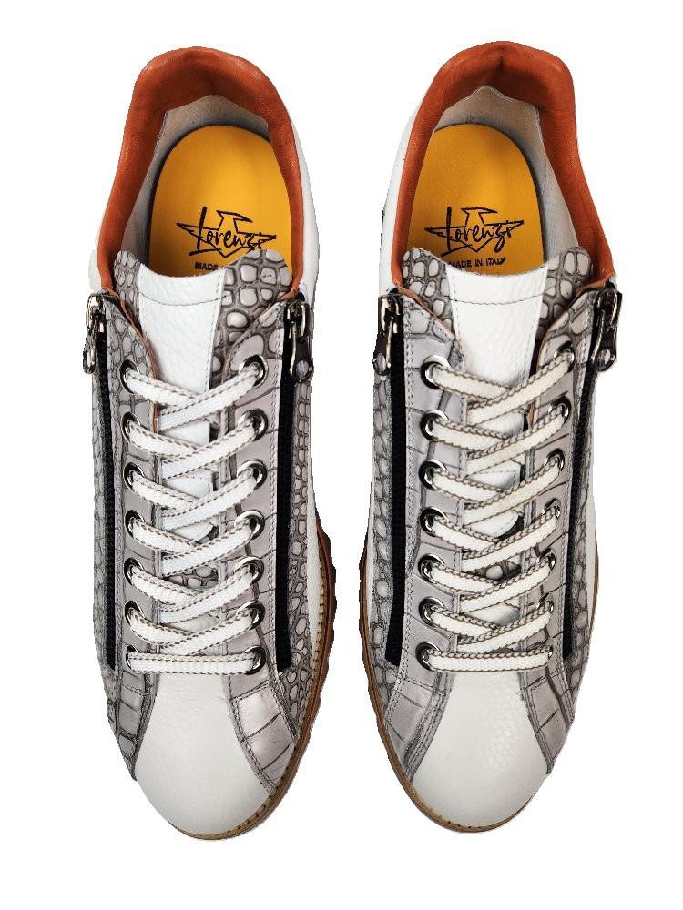 Lorenzi Lorenzi-14668 Cervo Bianco Sneaker Reißverschluss, Kalbsleder, Handgefertigt in Italien