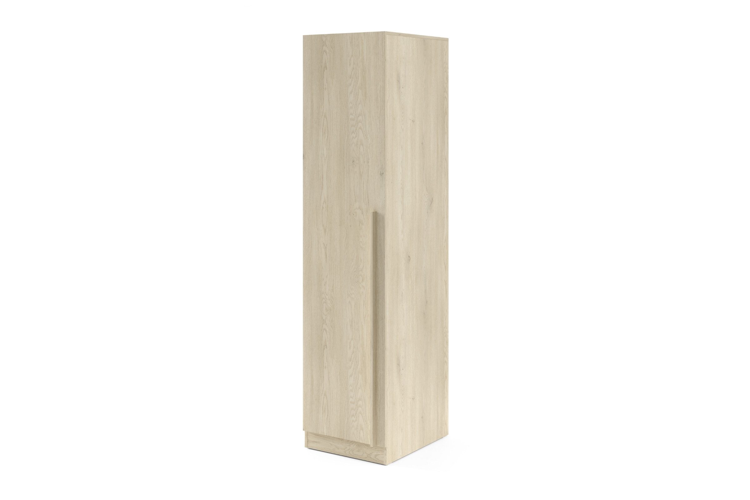 Deine Möbel 24 Kleiderschrank BRISSO BR5 1-türig, Drehtürenschrank, mit Kleiderstange & Einlegeböden (BRISSO - Kollektion, 1-St., ideal für Schlafzimmer, Flur & Ankleidezimmer) in Platingrau matt, Kaschmir matt, Eiche Cremona