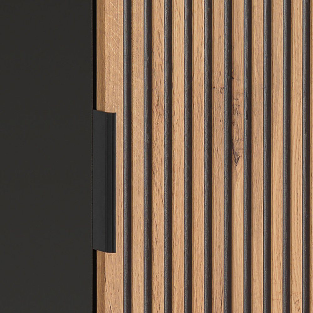 Lomadox Hochschrank XANTEN-56 anthrazit, Wotan Eiche Nb., schwarze Rillen, Softclose – Bild 4 von 5