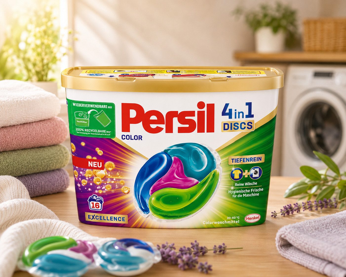 Persil Persil Color 4in1 Discs Waschtabs Colorwaschmittel, 16 WL Colorwaschmittel
