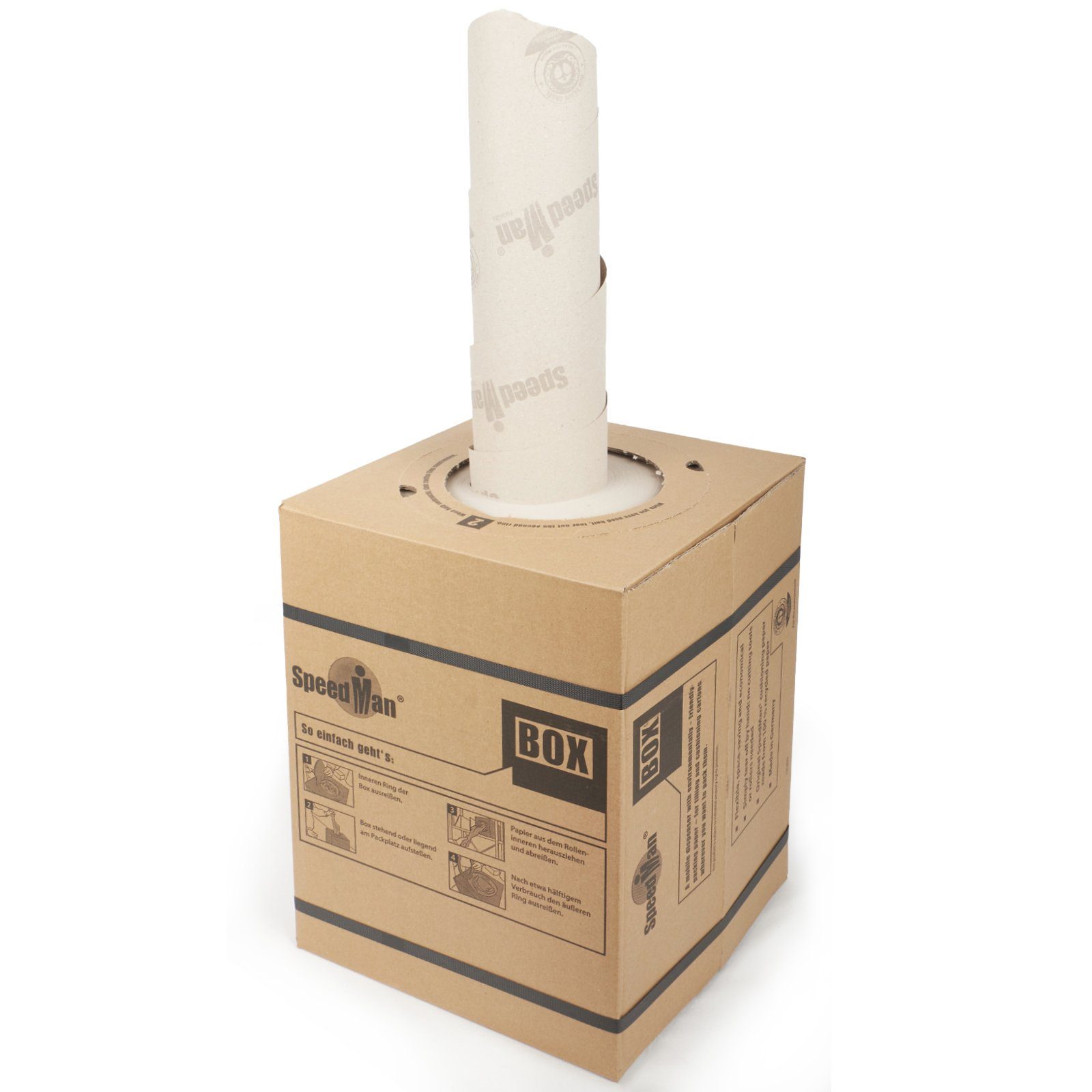 Schrenzpapier KK Spenderbox 450lfm Füllmaterial Packpapier Verpackungen SpeedMan Endlospapier, in