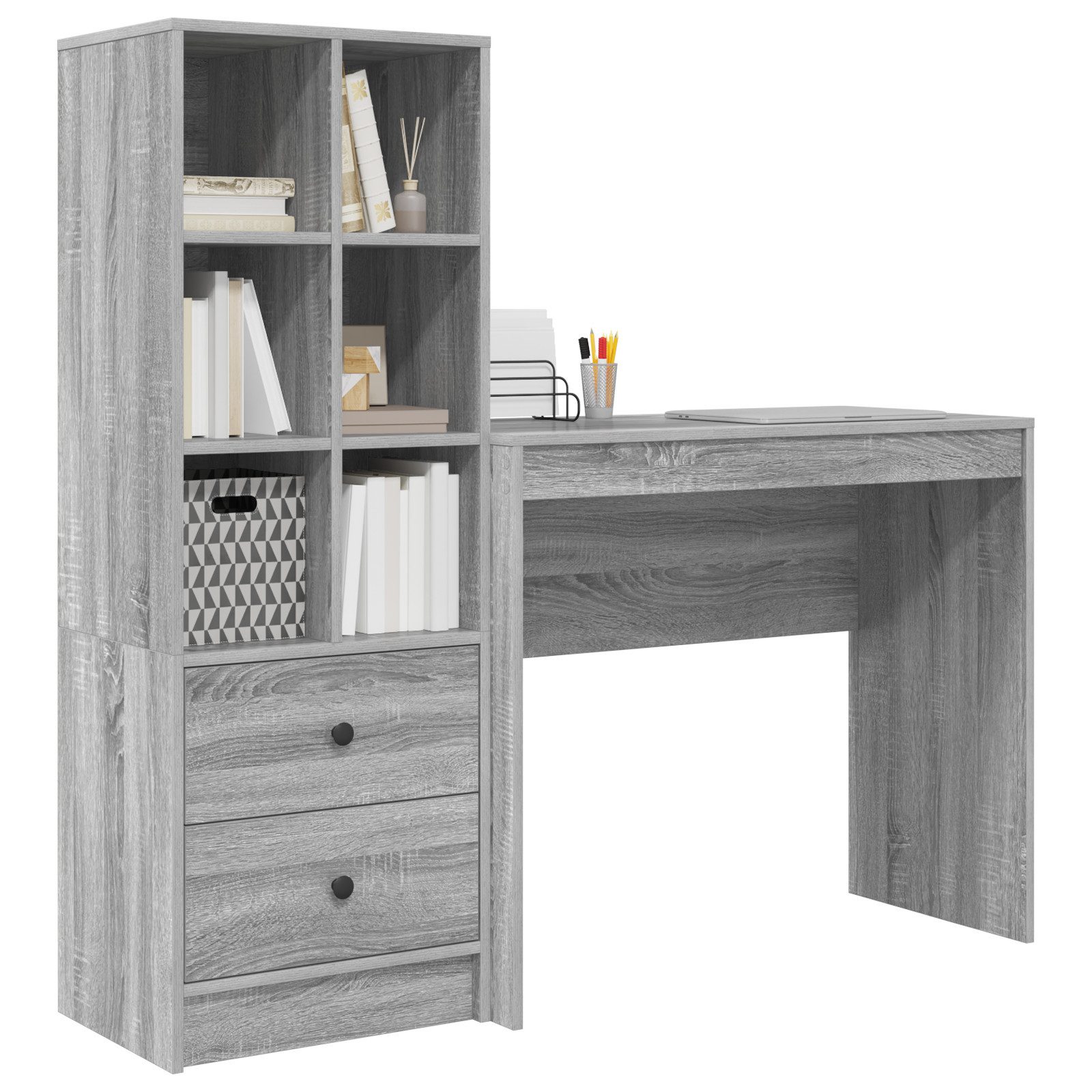 vidaXL Sideboard Schreibtisch mit Stauraum Graues günstig online kaufen