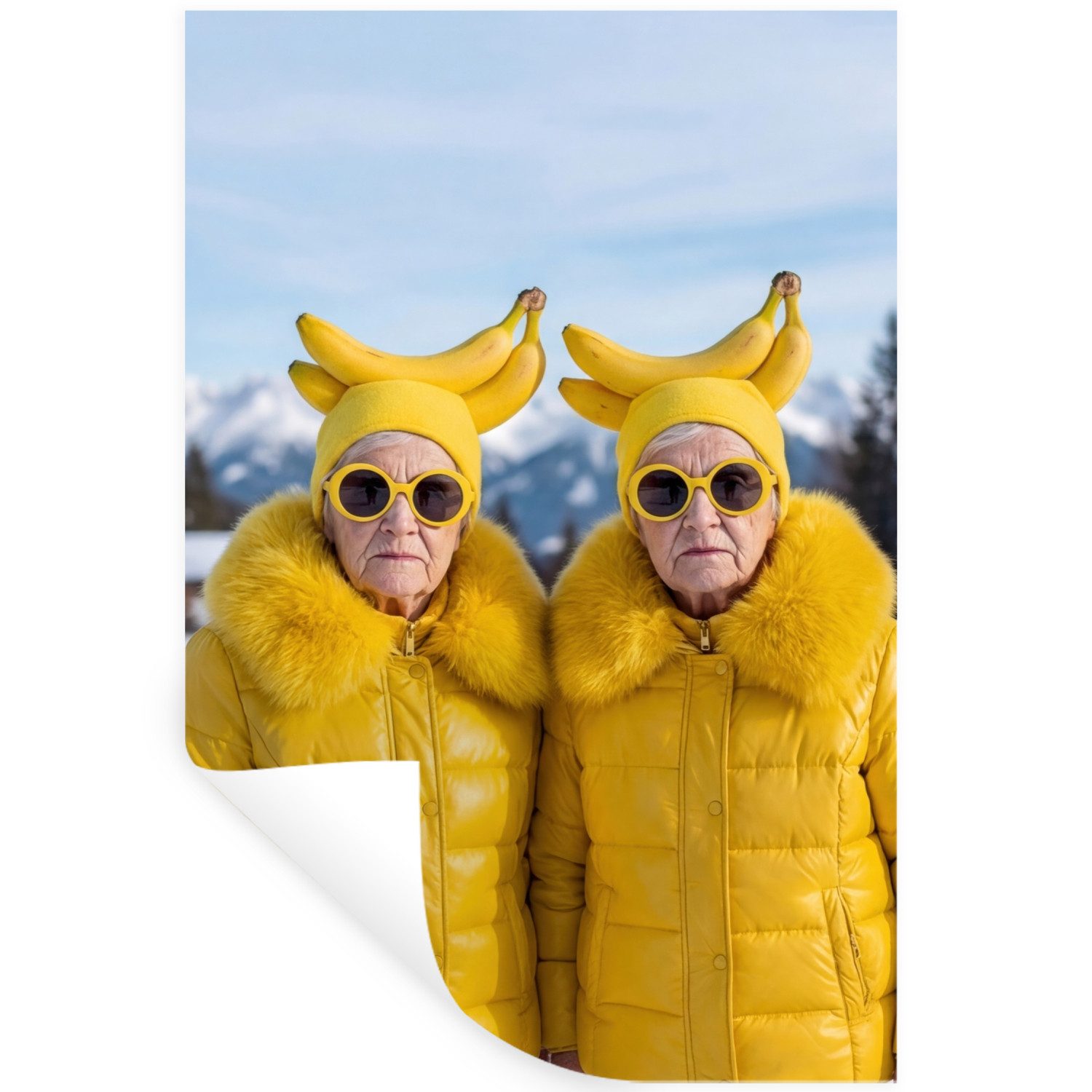 MuchoWow Wandsticker Frauen - Bananen - Gelb (1 St), Wandaufkleber, Selbstklebend, Wohnzimmer, 20x30 cm