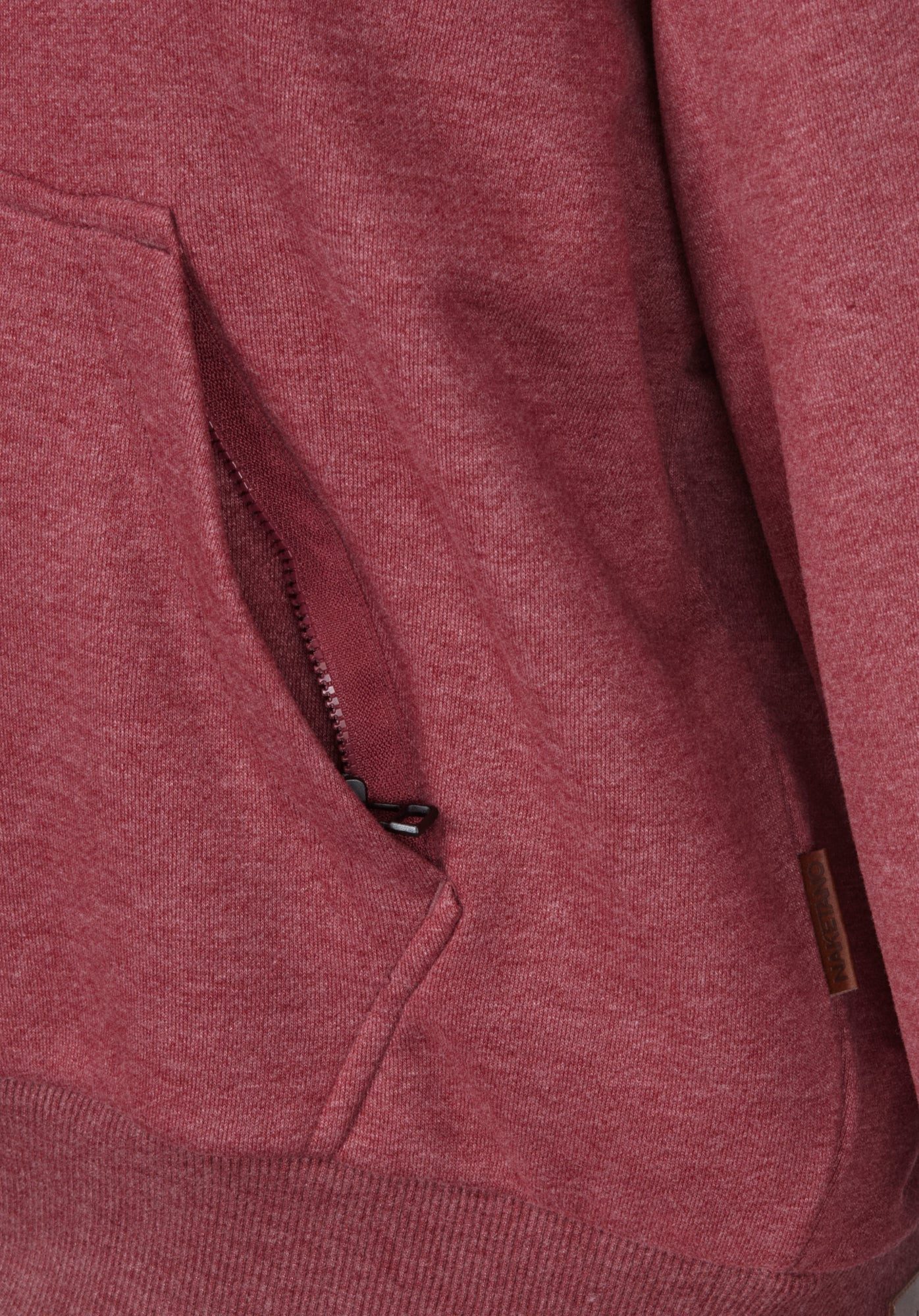 naketano Sweatjacke Oversize Damen mit Kapuze, melierte Sweatware, Reißverschluss, weich kuschelig, Kunstleder-Logo, casual, Streetwear, weich, Langarm – Bild 4 von 5