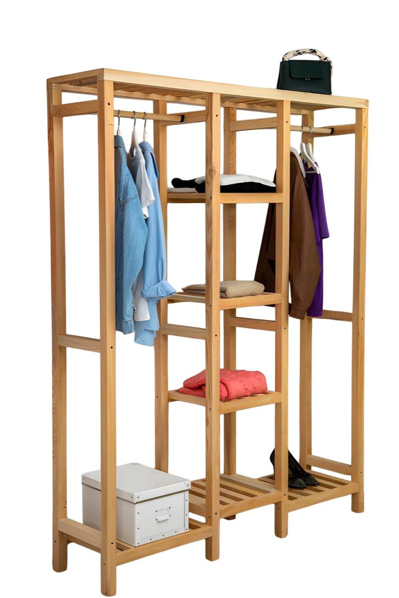 Xlmoebel Garderobenschrank Beiger Kleiderschrank aus hochwertigem Holz mit elegantem Design (Garderobenständer) Hergestellt in Europa