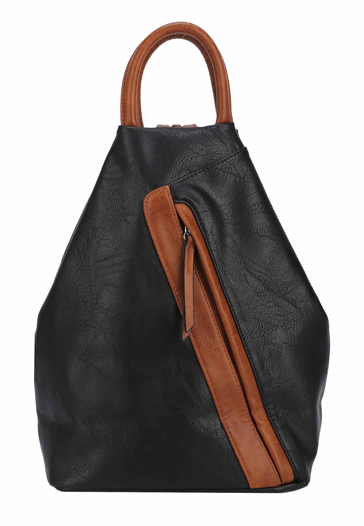 ITALYSHOP24 Rucksack Damen Cityrucksack Daypack Tasche Umhängetasche Tagesrucksack Backpack, Handtasche Freizeitrucksack Leder Optik Schule Travel Wandern Arbeit