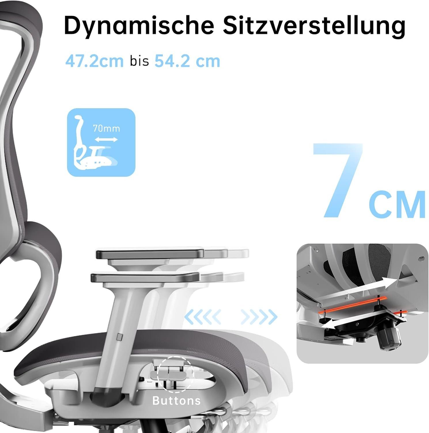 JOYFLY Bürostuhl mit verstellbarem Sitz), Ergonomisch, Bürostuhl Schreibtischstuhl ergonomisch: (Bürostuhl Büro-Liegestuhl Bürostuhl Fußstütze, mit