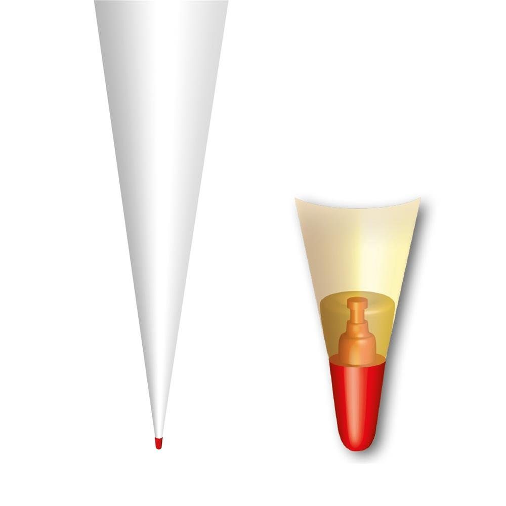 Weiß, Basteltüte mit cm, Roth Rot(h)-Spitze 70 weißem Schultüte rund, Filzverschluss,