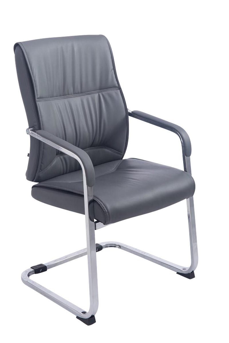 TPFLiving Besucherstuhl Anobo mit hochwertig gepolsterter Sitzfläche - Konferenzstuhl (Küchenstuhl - Esszimmerstuhl - Wohnzimmerstuhl), Gestell: Metall chrom - Sitzfläche: Kunstleder grau