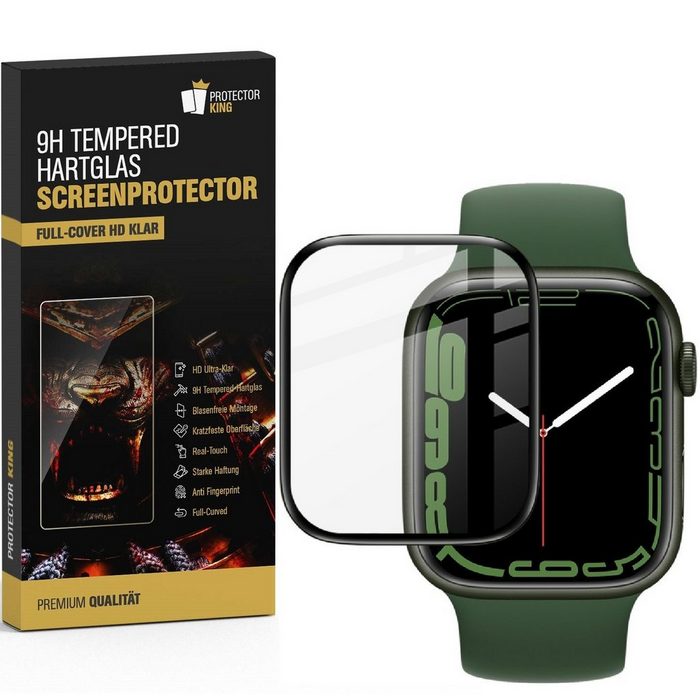 Protectorking Schutzfolie 2x Plexiglas für Apple Watch 7/ 8 45mm FULL CURVED (2-Stück 1-Set) Quailitative FULL CURVED 9H Panzerglas HD ULTRA KLAR Schützt das Gesamte Displays bis zum Rand