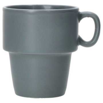 MamboCat Becher Stata 6x Kaffeebecher 250ml grau Tee-Tasse Henkel Porzellan stapelbar, Porzellan