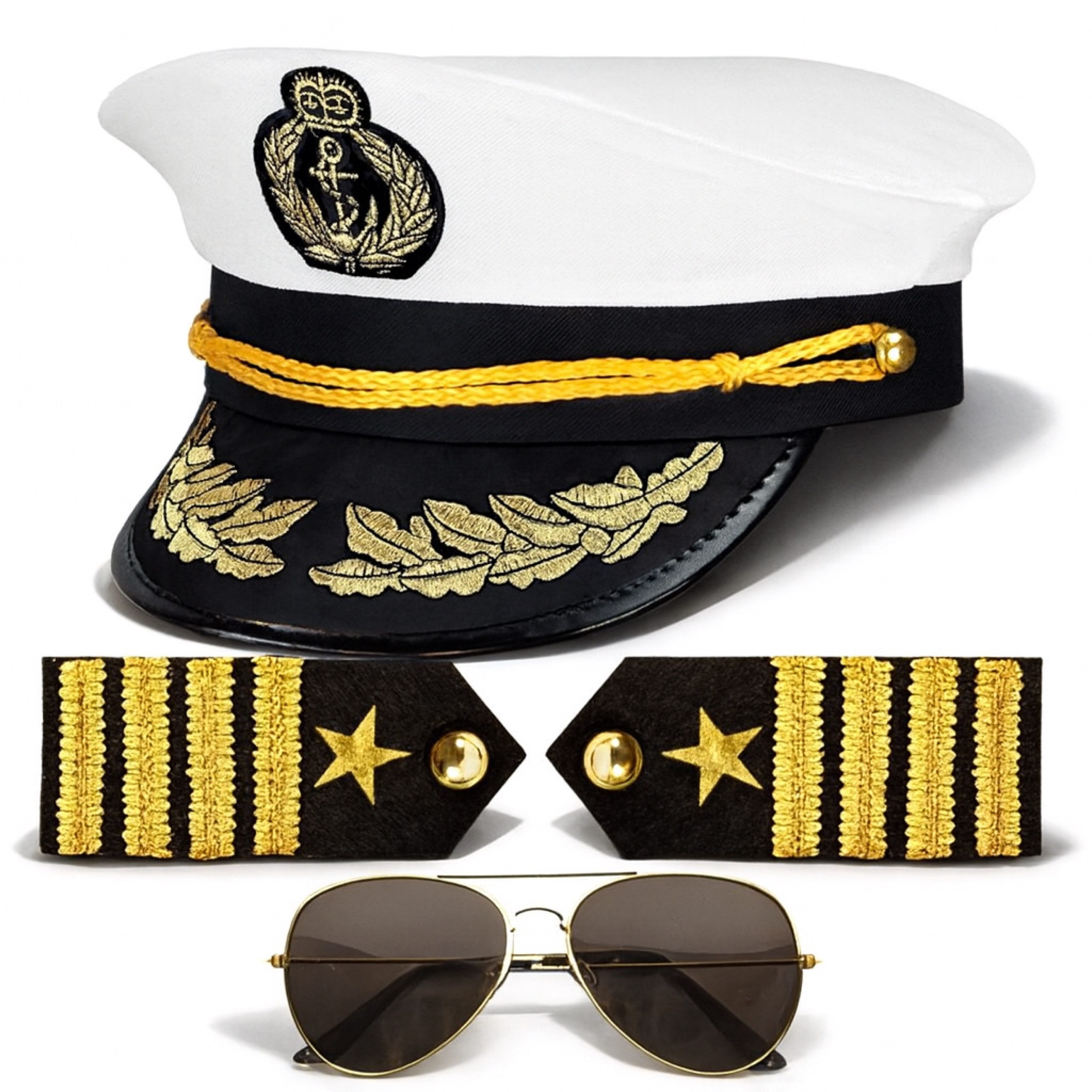 TK Gruppe Kostüm Kostüm Set Kapitän, mit Kapitänsmütze Matrosenmütze Seemannsmütze