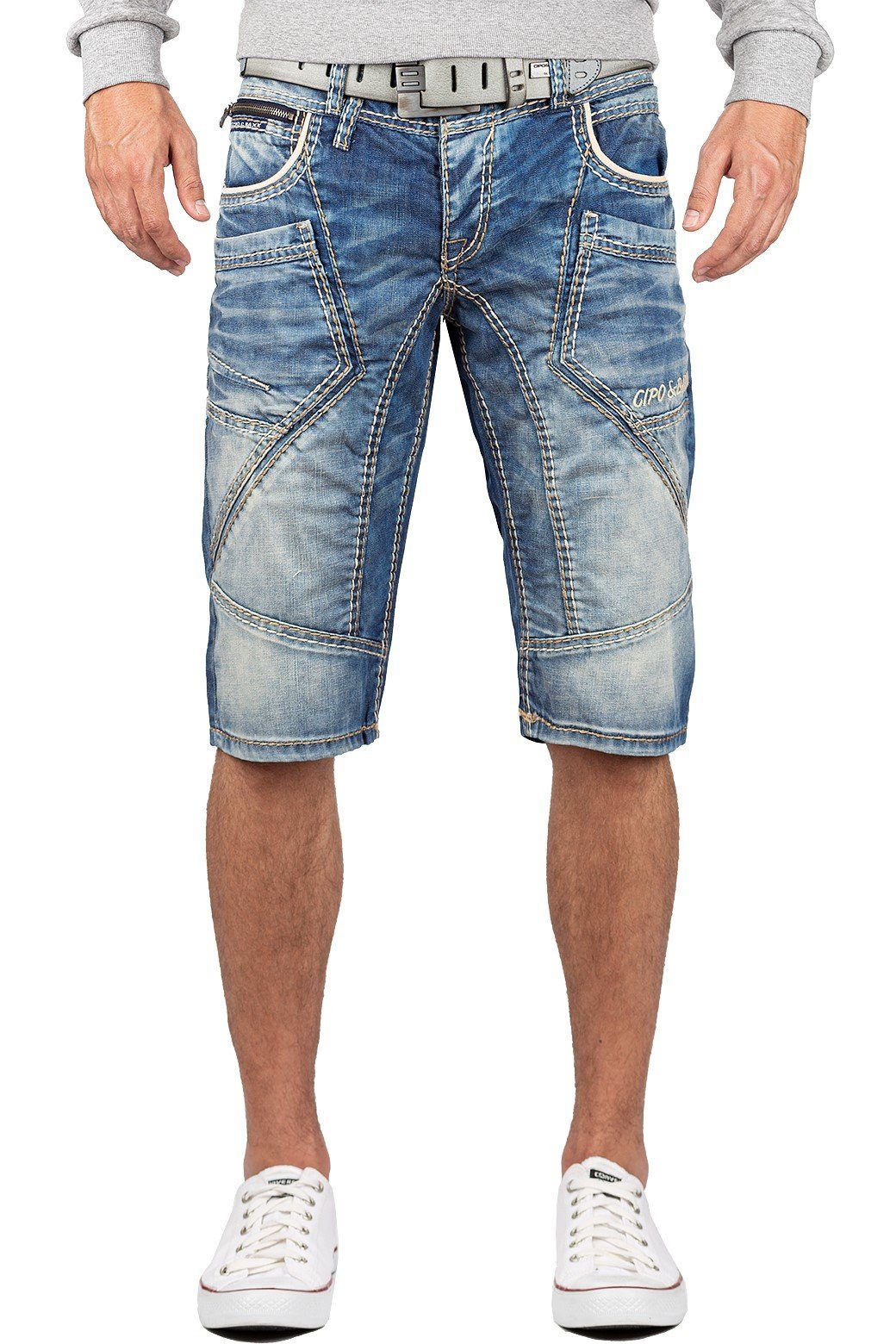 Cipo & Baxx Shorts »Herren kurze Hose BA-CK201« mit dicken Nähten verziert  online kaufen | OTTO