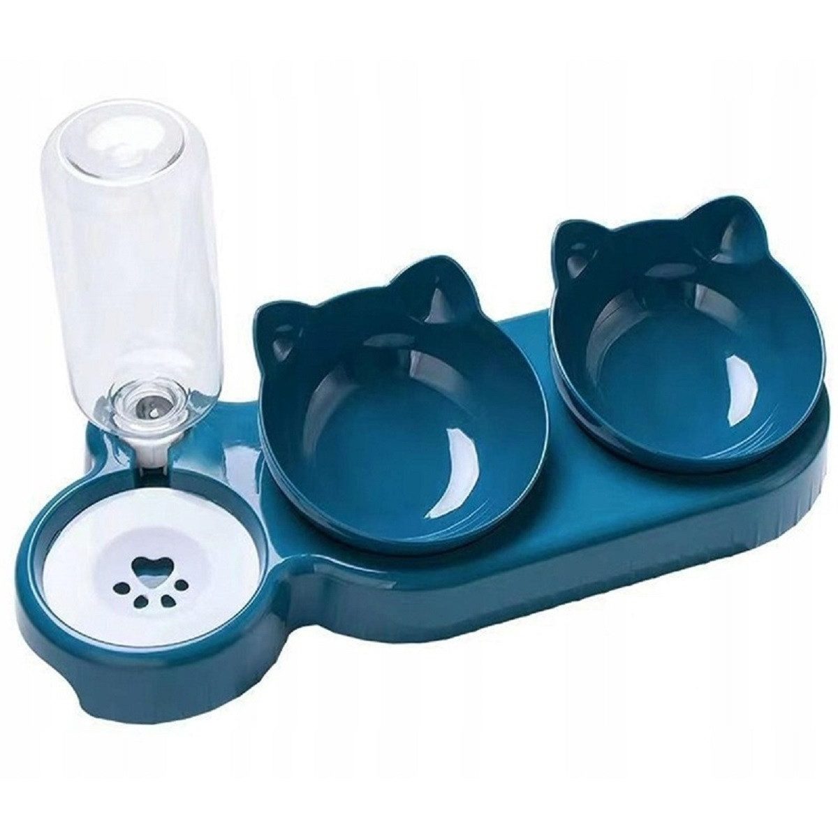 COFI 1453 Futternapf Futternapf-Set mit integriertem Wasserspender 3in1 Trocken-/Nassfutter, abgewinkelte Futternapf