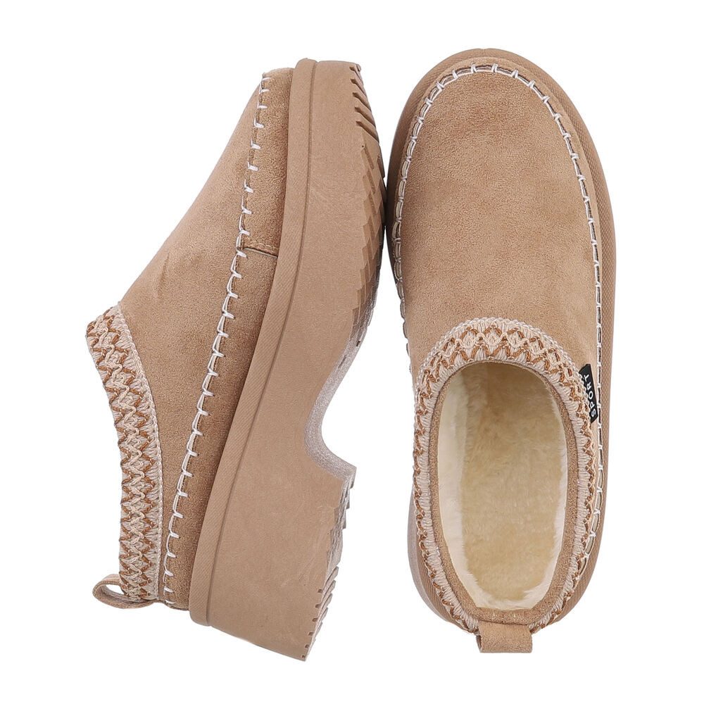 Ital-Design Damen Hausschuhe Freizeit Hausschuh (87284136) Blockabsatz Hausschuhe in Hellbraun