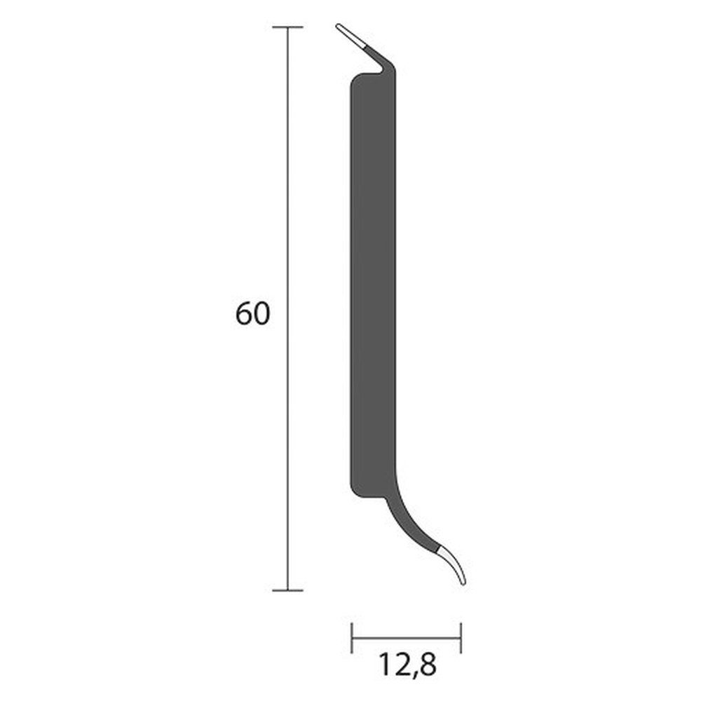 PROVISTON Sockelleiste Hartschaum PVC, 12.8 x 60 x 2500 mm, Weißgrau, Kunststoff Fußleiste