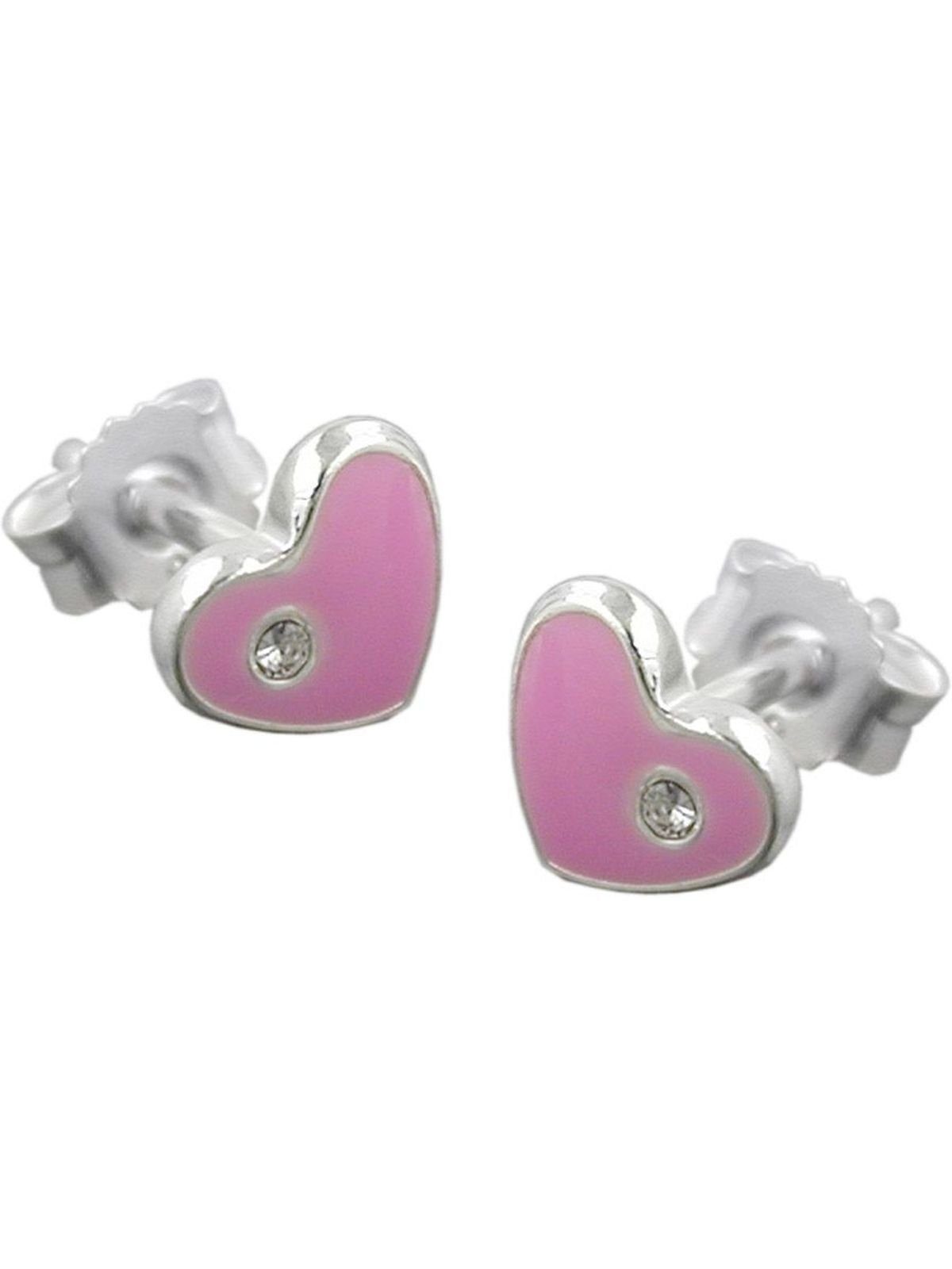 Gallay Paar 6x7mm Kinderohrring 925 lackiert pink Ohrstecker Ohrring Silber (1-tlg) Herz