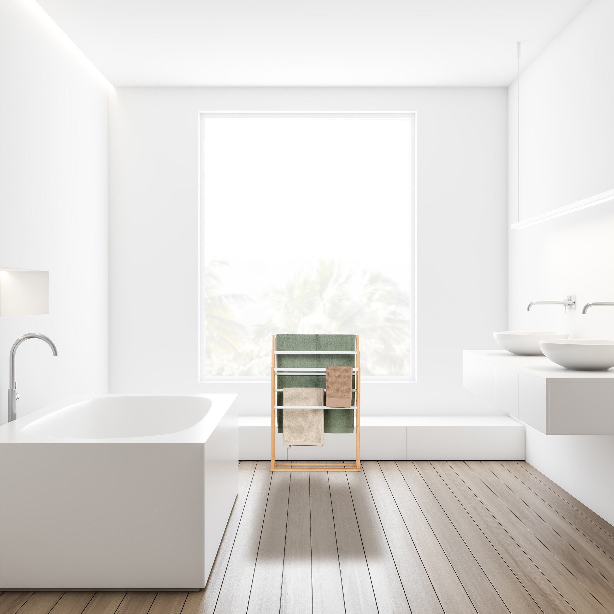 relaxdays Handtuchhalter Bambus Handtuchständer 6 Stangen günstig online kaufen