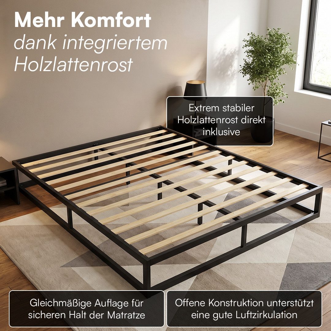 skølm Bettgestell Bragi inkl. Lattenrost (25 cm hoch), Metallbett 180x200 cm, auch verfügbar in 120/140/160x200 – Bild 5 von 5