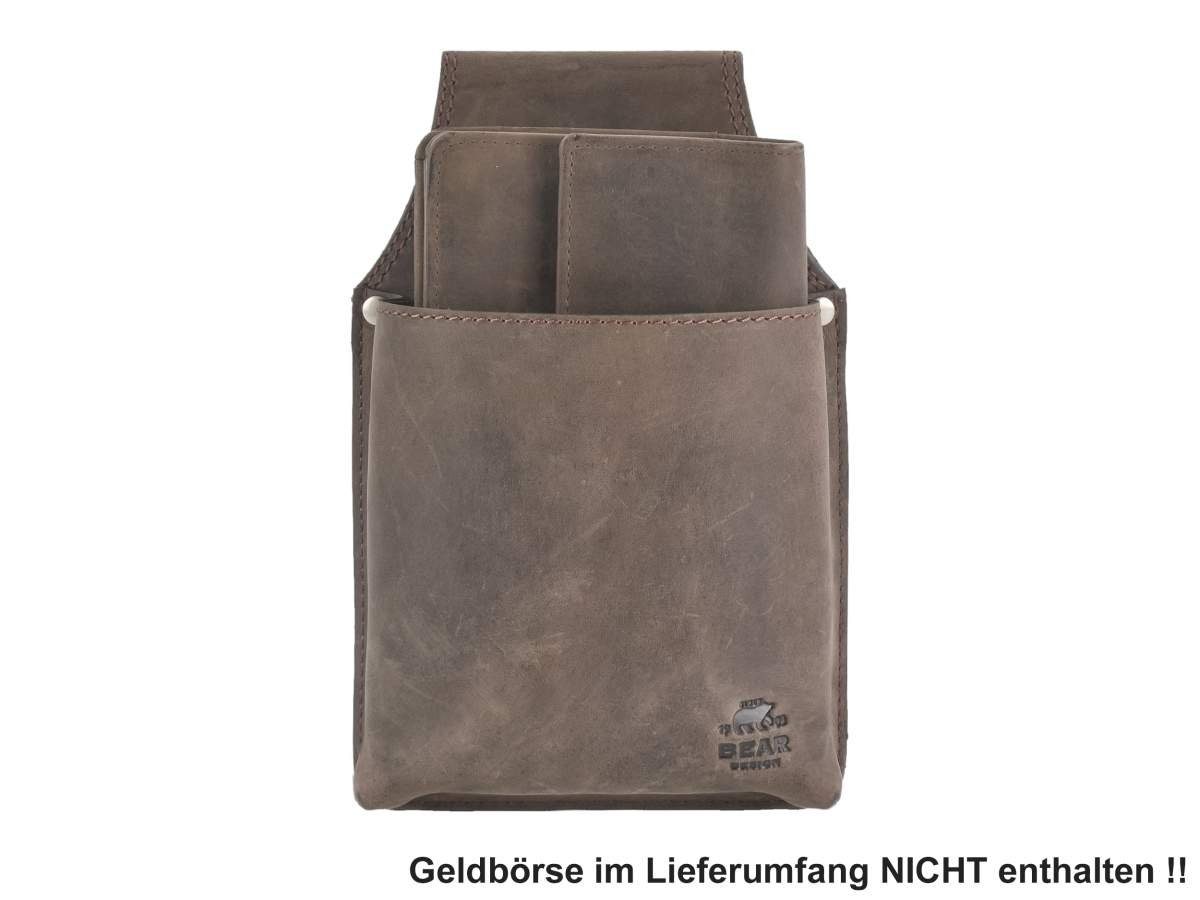 Dark Leder Nature, Kellnertasche Holster, braun Kellnerbörse Design Gastro, antik Bear