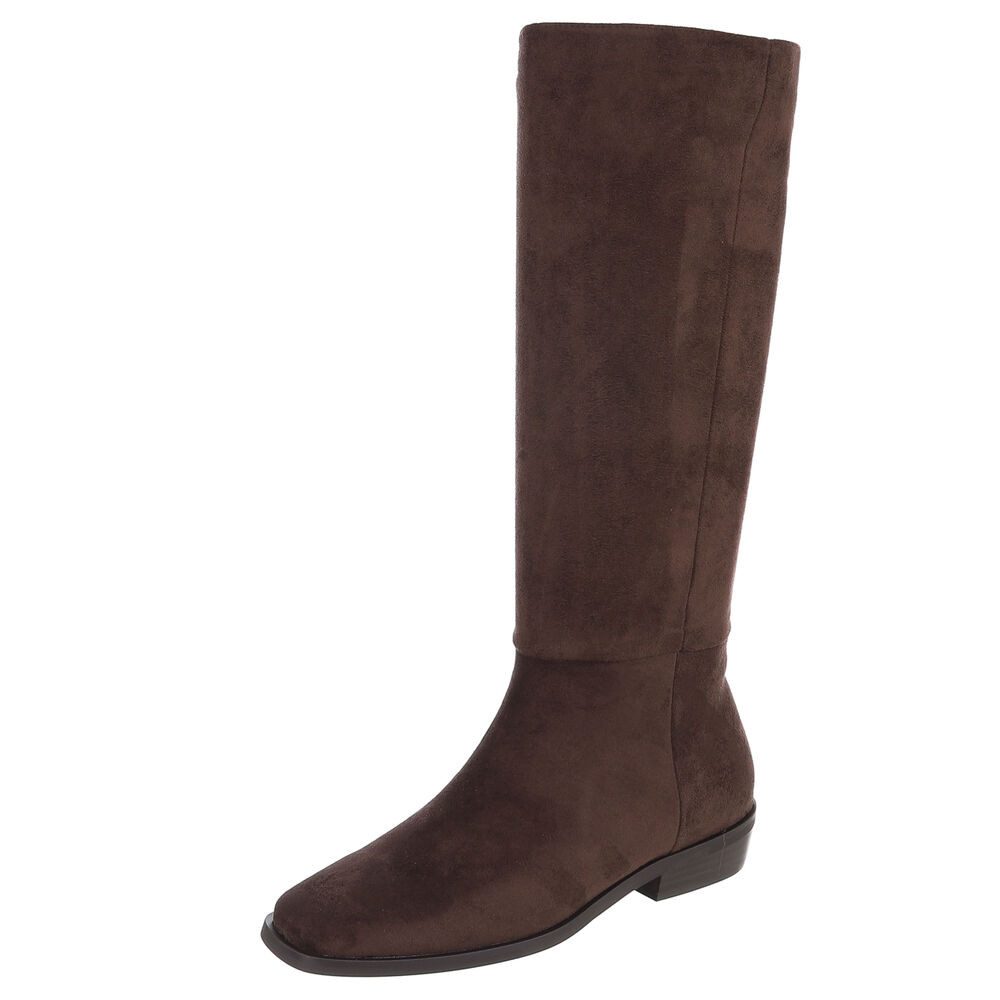 Ital-Design Damen Kniehohe Stiefel mit Blockabsatz Stiefel (92214578) Blockabsatz Flache Stiefel in Braun