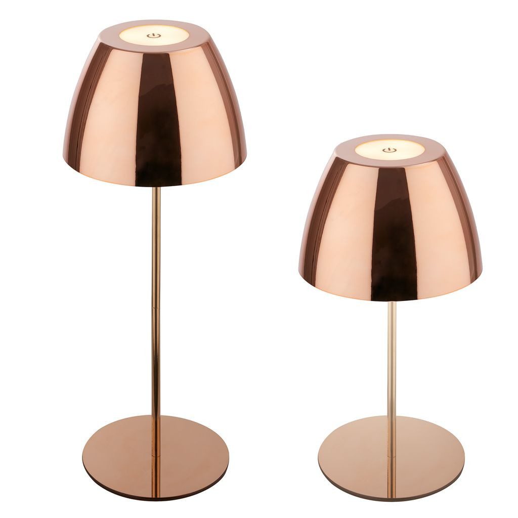 Briloner Leuchten Tischleuchte Tischlampe dimmbar Outdoor Akku touch Kupfer Kabellos, Dimmfunktion, LED fest integriert, 2700K - Extra-Warmweiß, Tischlampe kabellos 13,5 x 36 cm Kupferfarbig 2,5W Wohnzimmer Outdoor