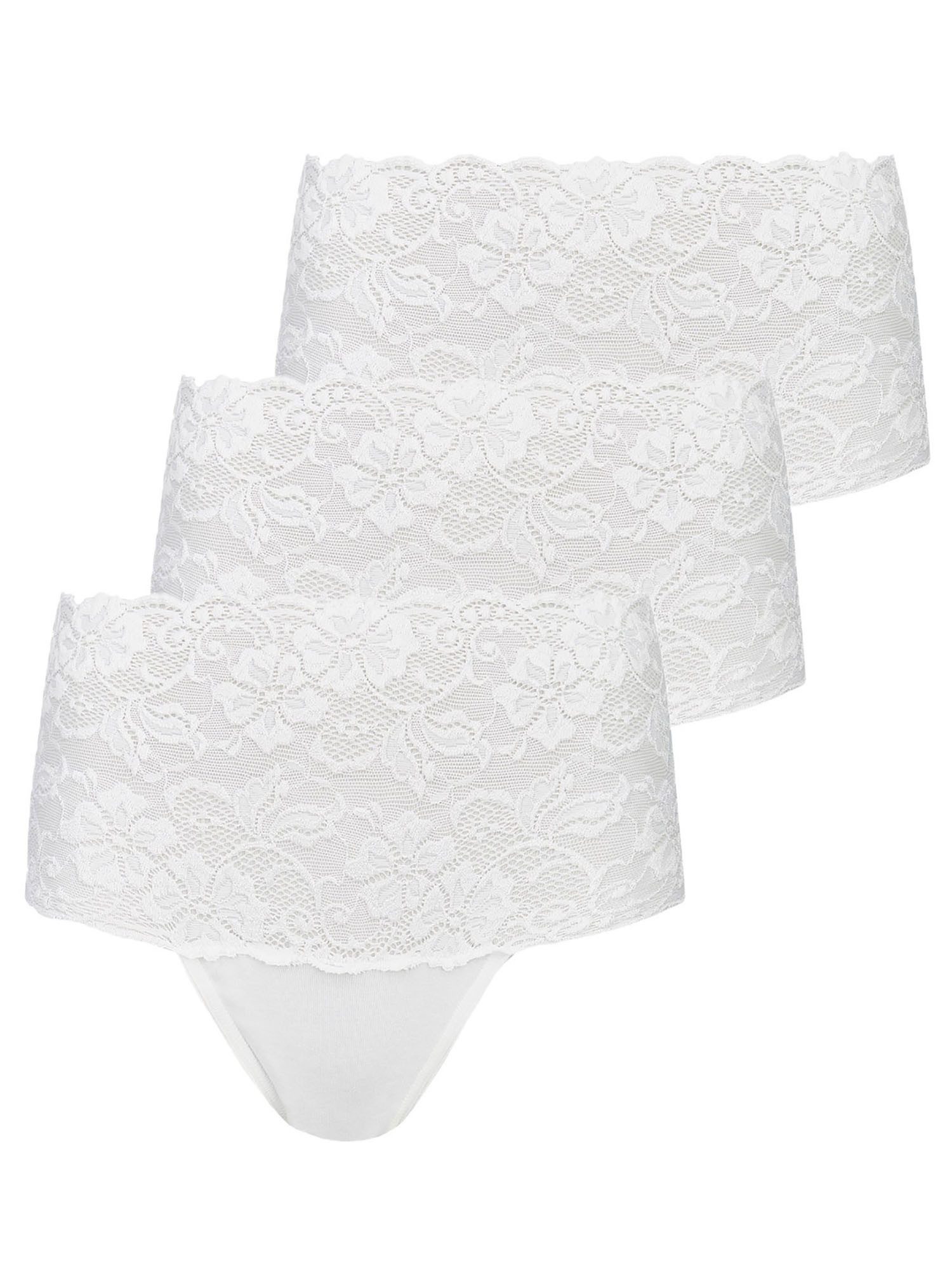 Nina Von C. Taillenslip 3er Pack Damen Taillenslip Fine Cotton (Packung, 3-St) breiter Spitzenbund, Beinabschluss mit flachem Glanzgummi