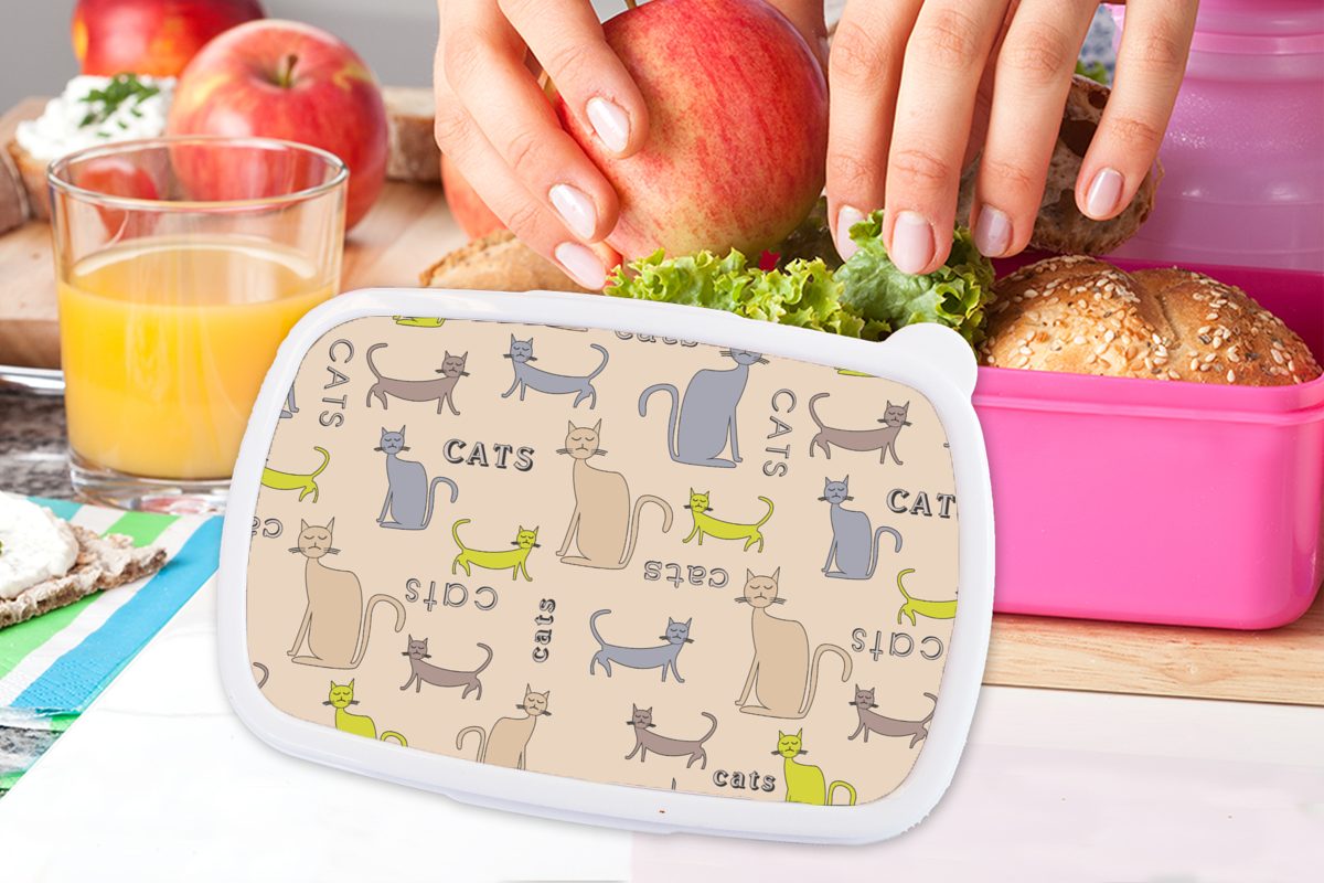 MuchoWow Lunchbox Muster Mädchen, - Zitat (2-tlg), Kind, Kunststoff, rosa Erwachsene, - Kinder - - - Brotbox Kinder, Mädchen Brotdose Katze Jungen Kunststoff - Snackbox, für