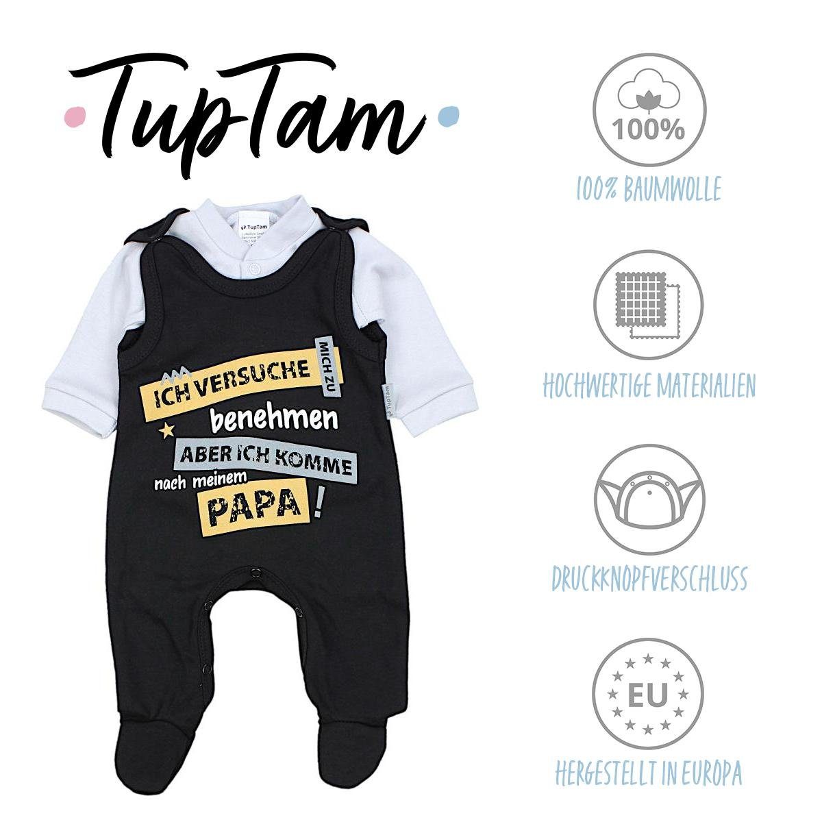 TupTam Erstausstattungspaket TupTam Unisex / Spruch Ich & benehmen... Papas zu Schatz Schwarz Set Baby versuche mich Strampler Mamas