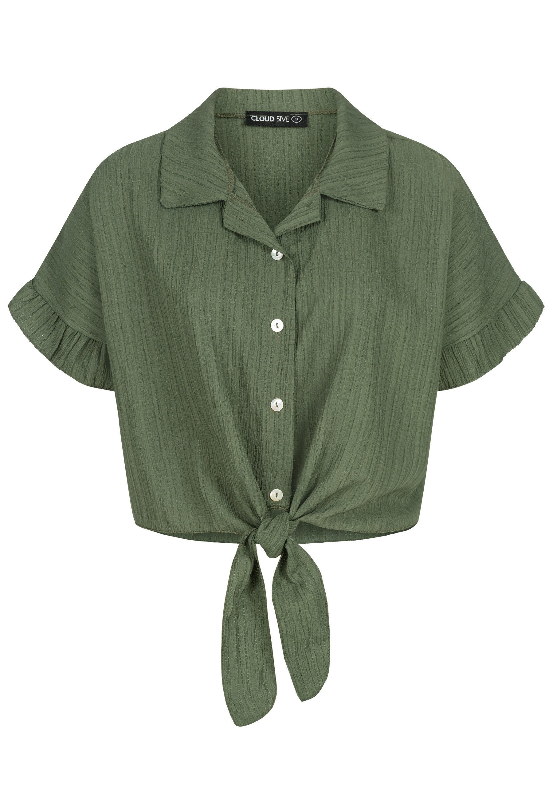 Klassische Bluse CLOUD 5IVE Crop Bluse mit Knopfleiste und Knoten