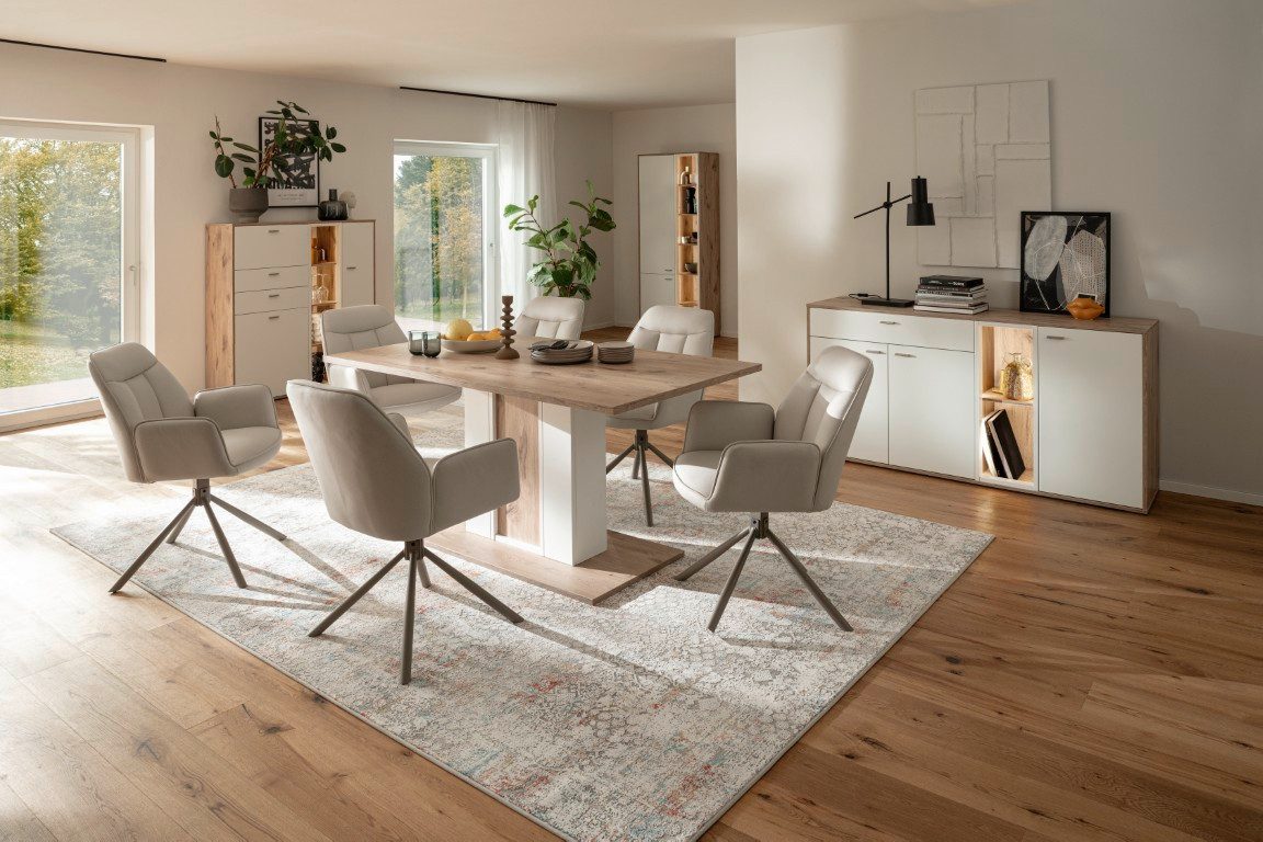 MCA furniture Esstisch Esstisch Santerno, 160x90, Soft white / Viking Oak (No-Set), 160 cm, Tisch, Esszimmertisch, Küchentisch