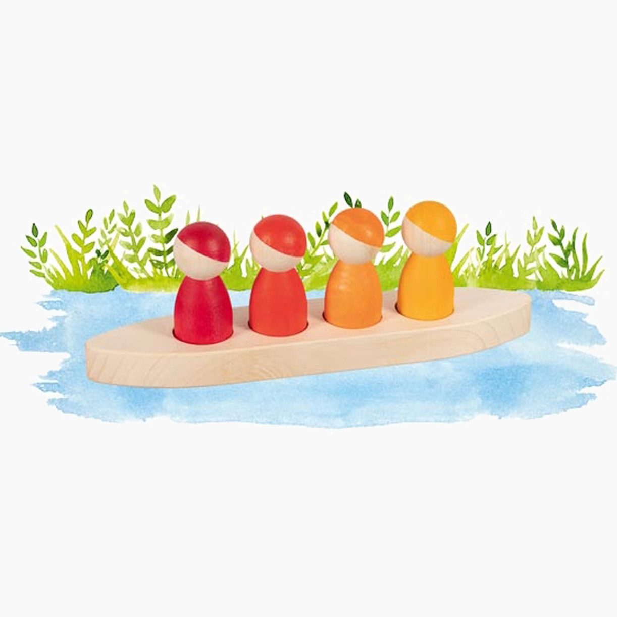 goki Spielzeug-Boot Männlein im Boot, (Set, 5-tlg., set), Figuren werden aus Ahornholz gefertigtMade in Europe