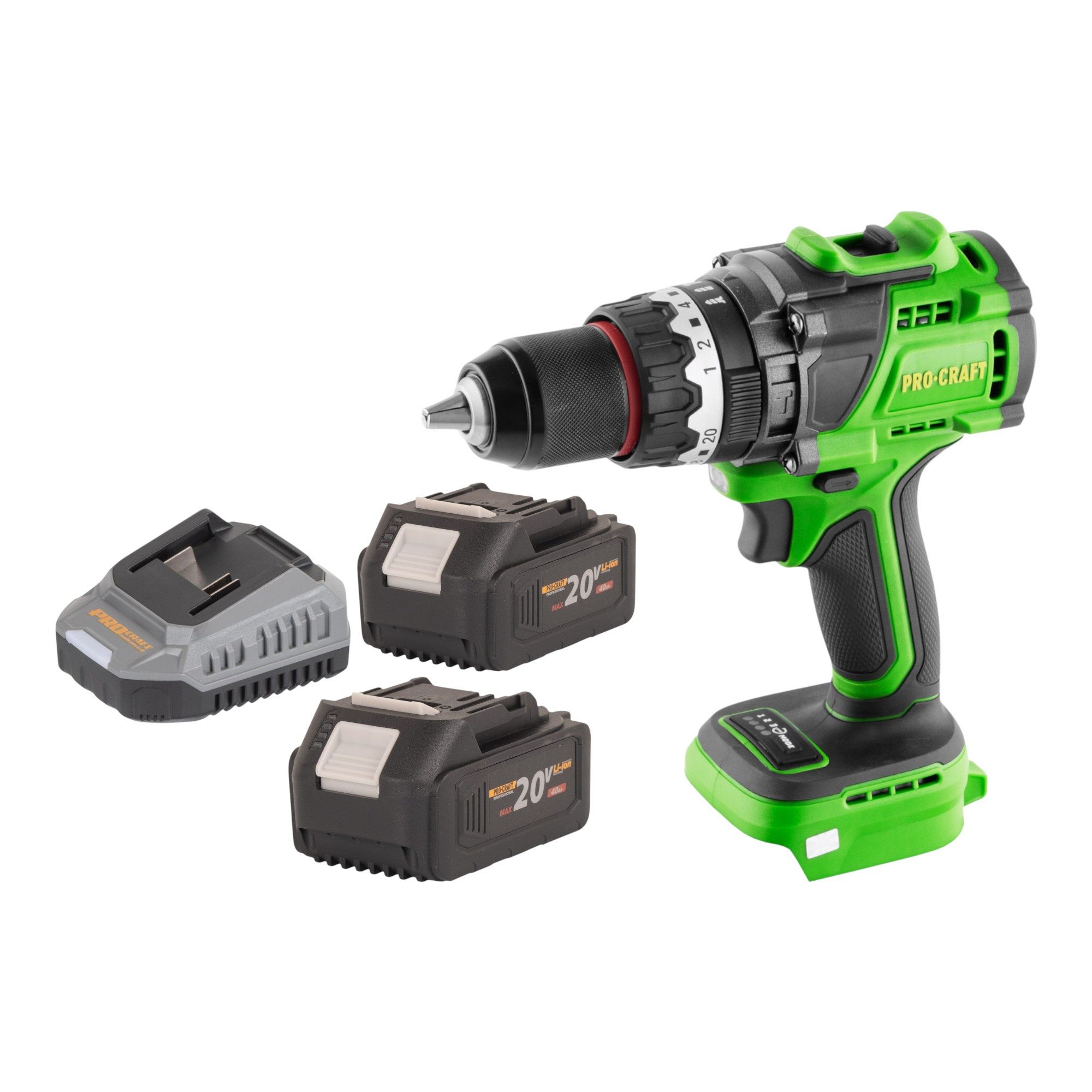 PRO CRAFT Akku-Schlagbohrschrauber PA18ProBL-BB Schlagbohrschrauber 20 V 180 Nm + 2x Akku 4,0 Ah + Lader