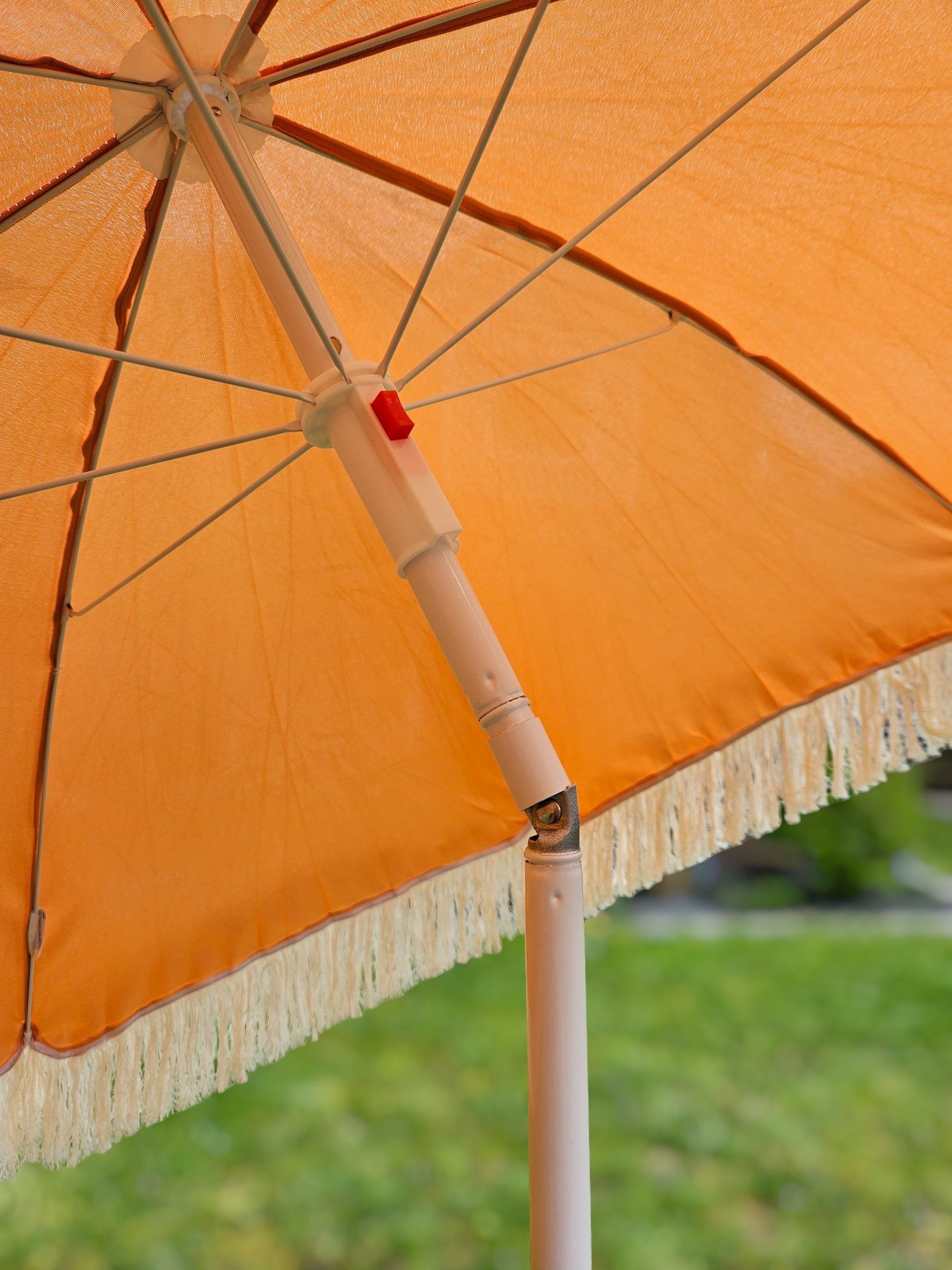 Meinposten Sonnenschirm Strandschirm Schirm UV Schutz mit Fransen Tasche knickbar Ø 150 cm, abknickbar