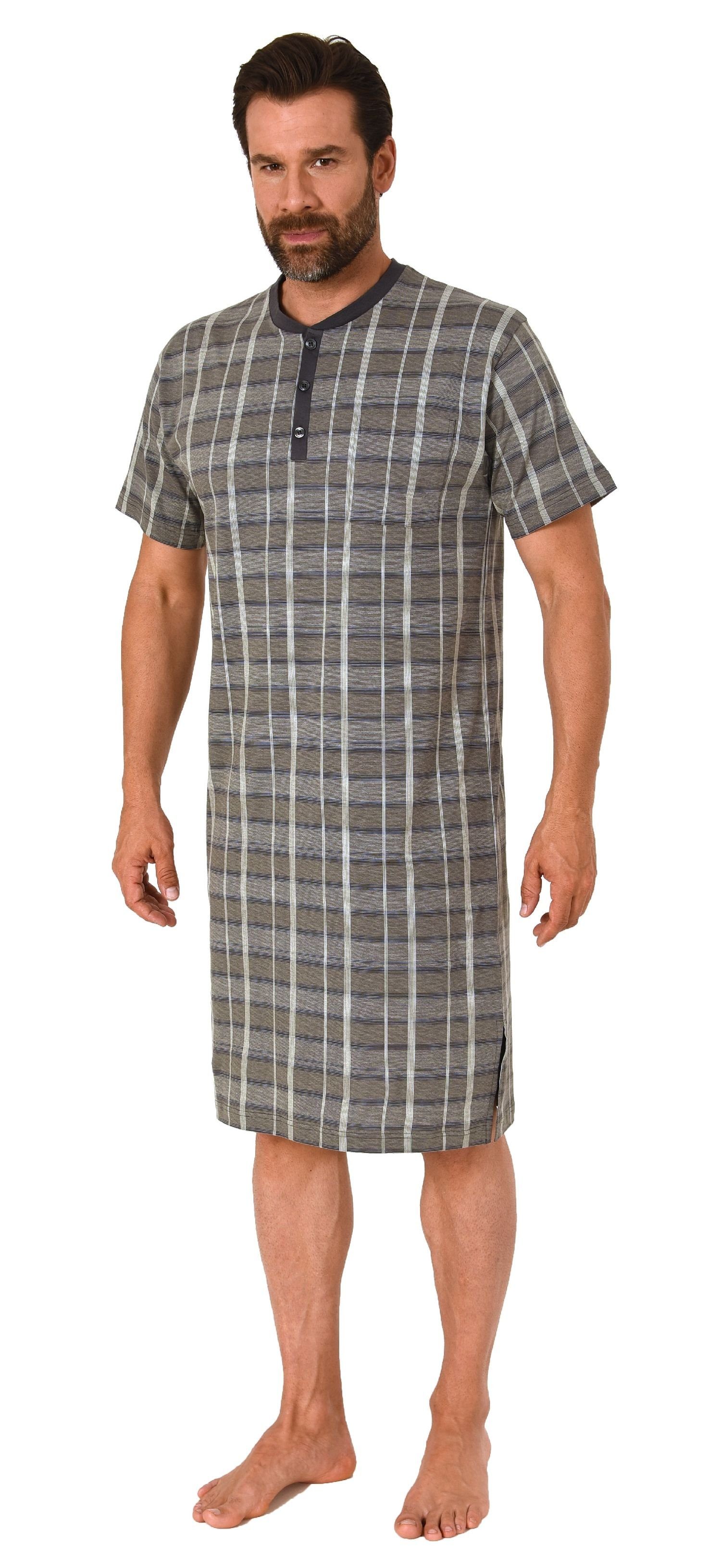 Normann Pyjama Herren kurzarm Nachthemd mit Knopfleiste am Hals - auch in Ü günstig online kaufen