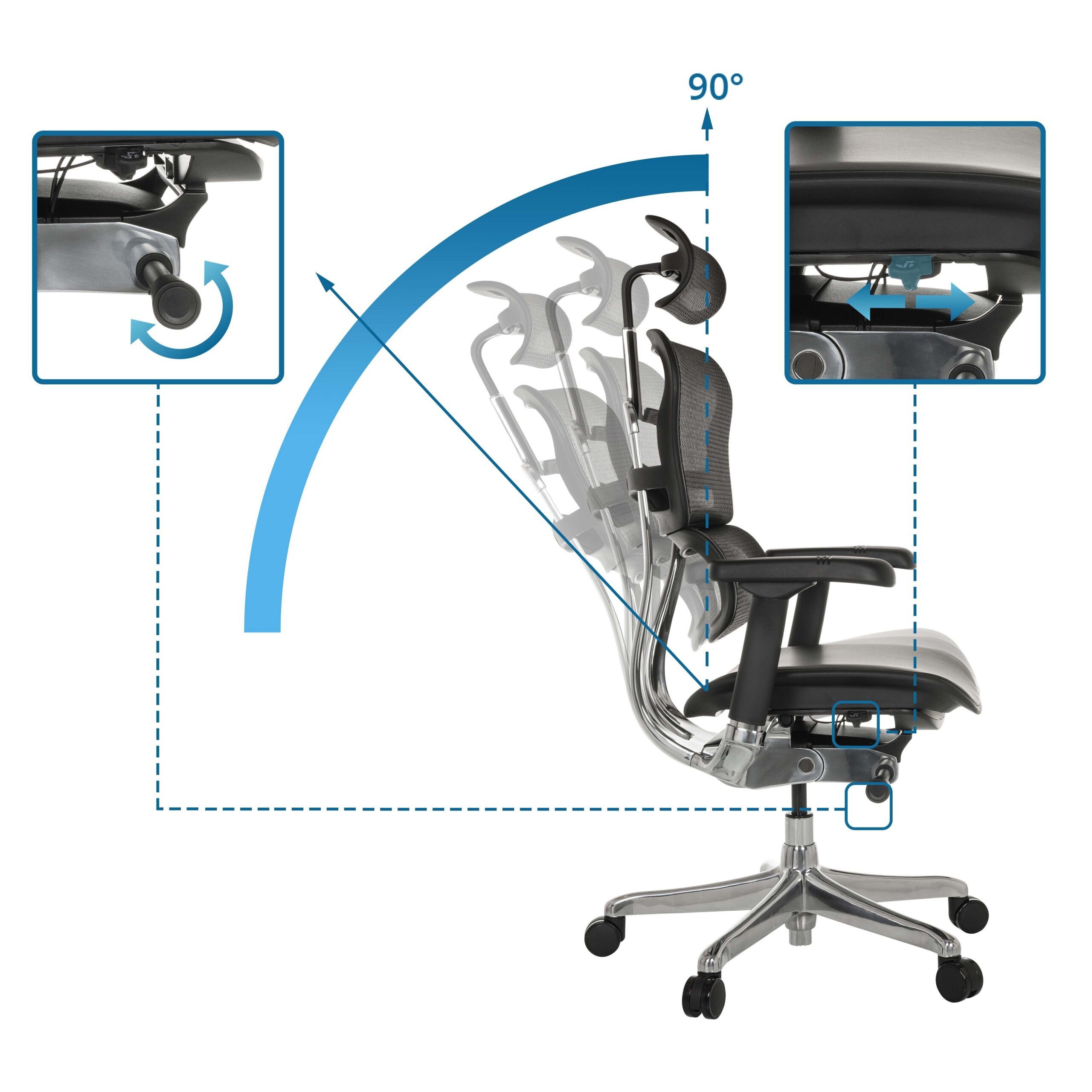 hjh OFFICE Drehstuhl Luxus Chefsessel Ergohuman Gen2 Leder/Netzstoff (1 St), Profi Bürostuhl Schreibtischstuhl ergonomisch