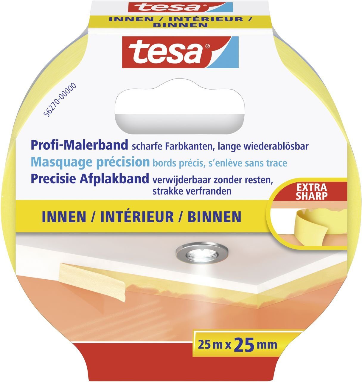 Profi-Malerband gelb x 25 m Kreppband mm, 25 tesa tesa Innen