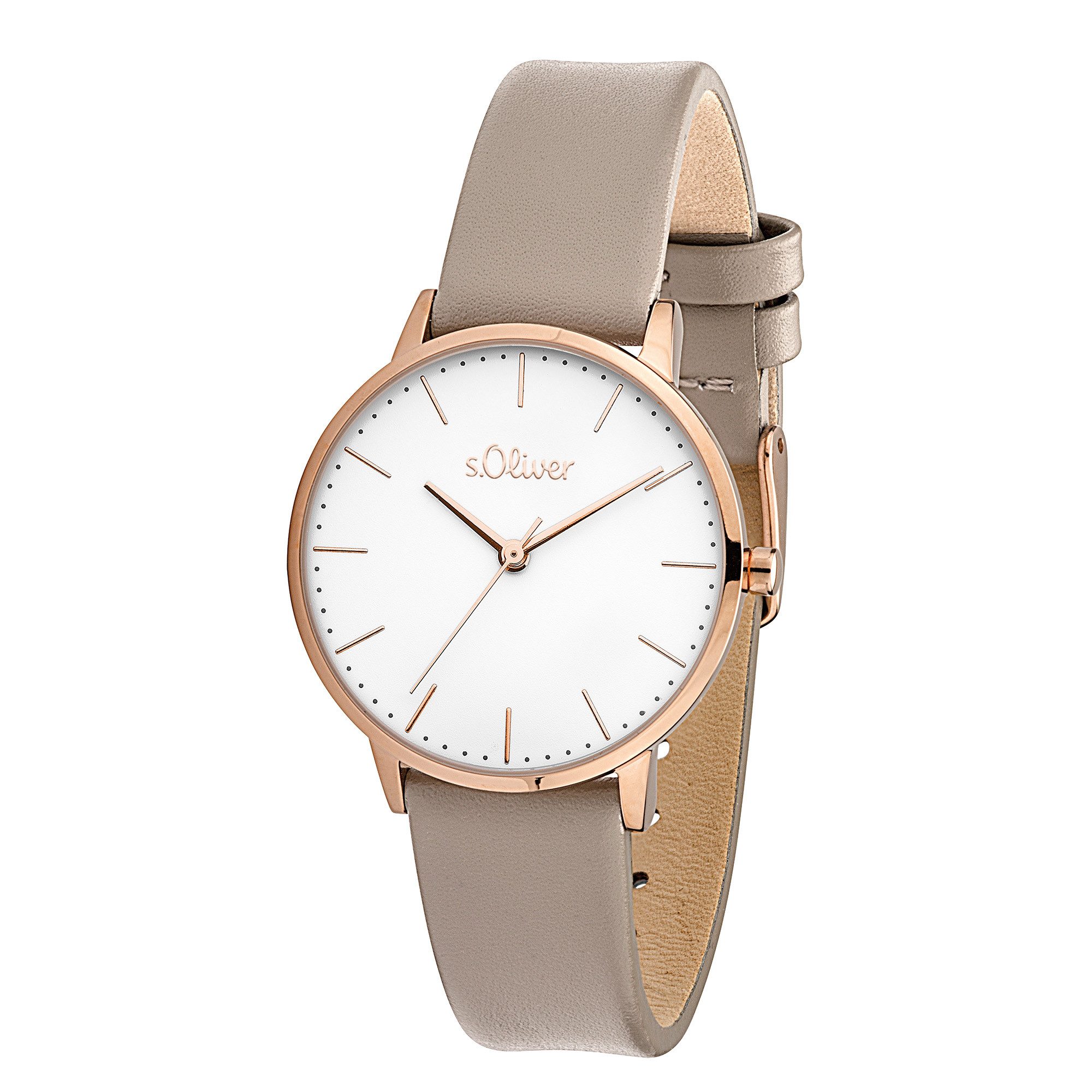 s.Oliver Quarzuhr Modern Basics SO-4469-LQ, Armbanduhr, Damenuhr, analog